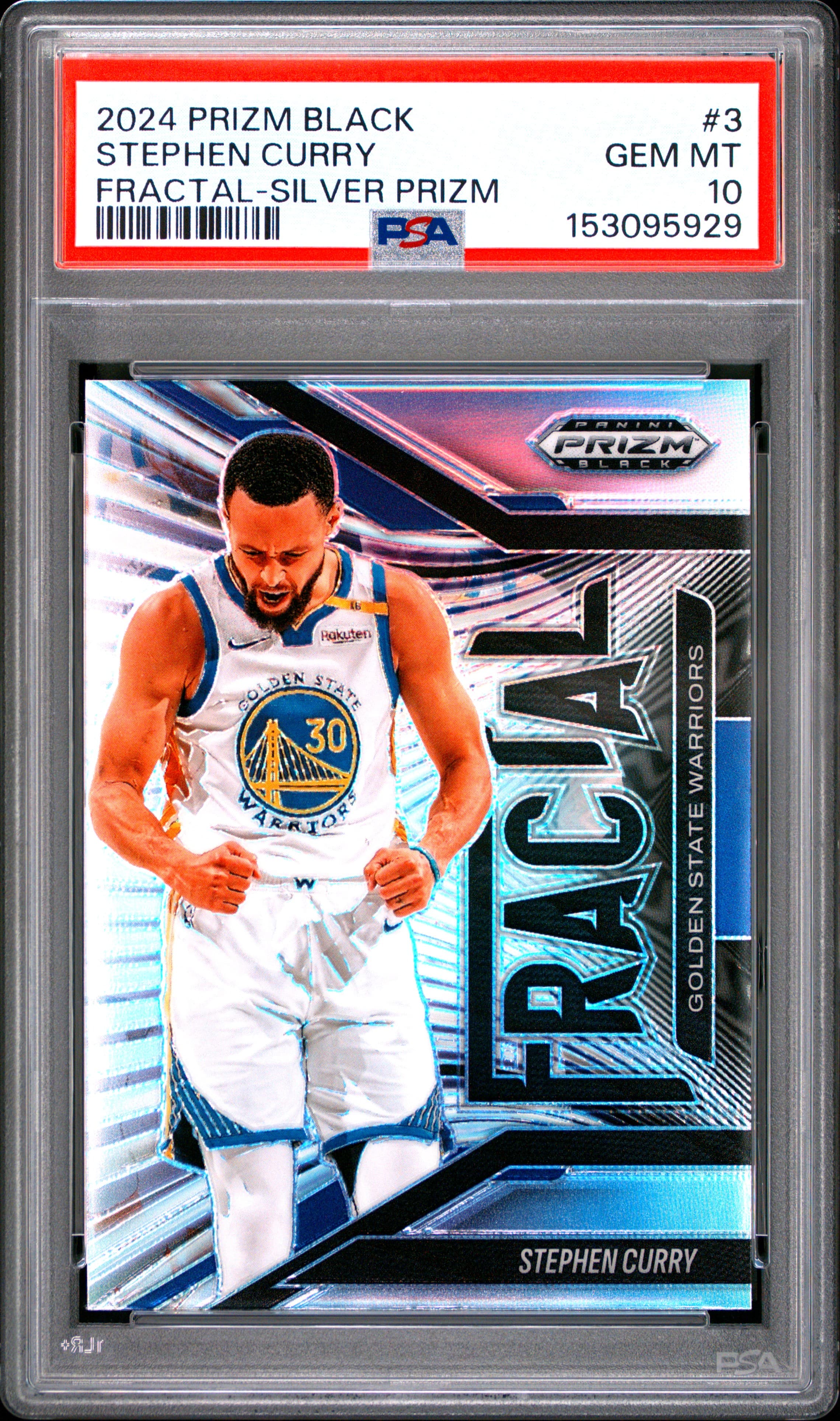 2024 PANINI PRIZM BLACK FRACTAL STEPHEN CURRY #3 FRACTAL-SILVER PRIZM GEM MT 10 153095929