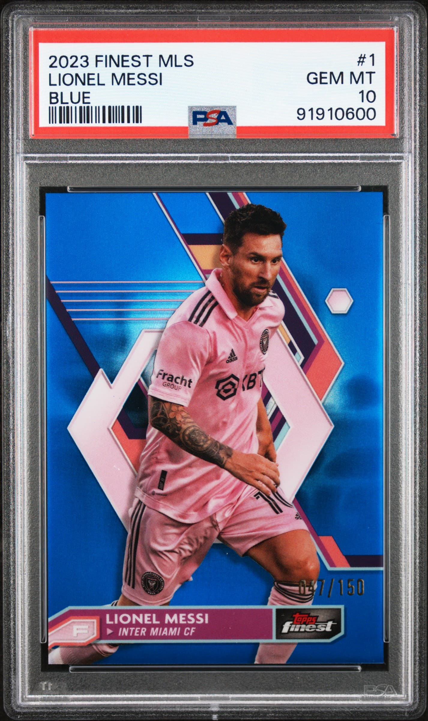 2023 TOPPS FINEST MLS LIONEL MESSI #1 BLUE REFRACTOR GEM MT 10 91910600