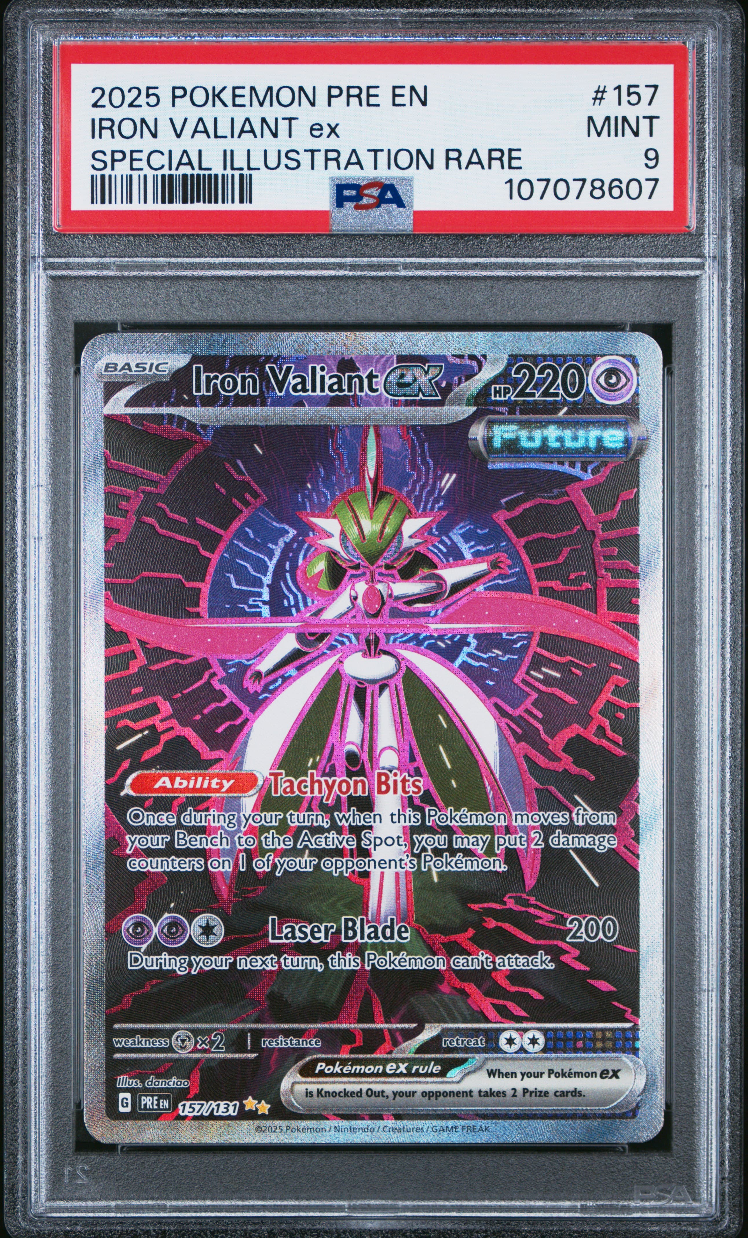 2025 POKEMON PRE EN-PRISMATIC EVOLUTIONS IRON VALIANT ex #157 SPECIAL ILLUSTRATION RARE MINT 9 107078607