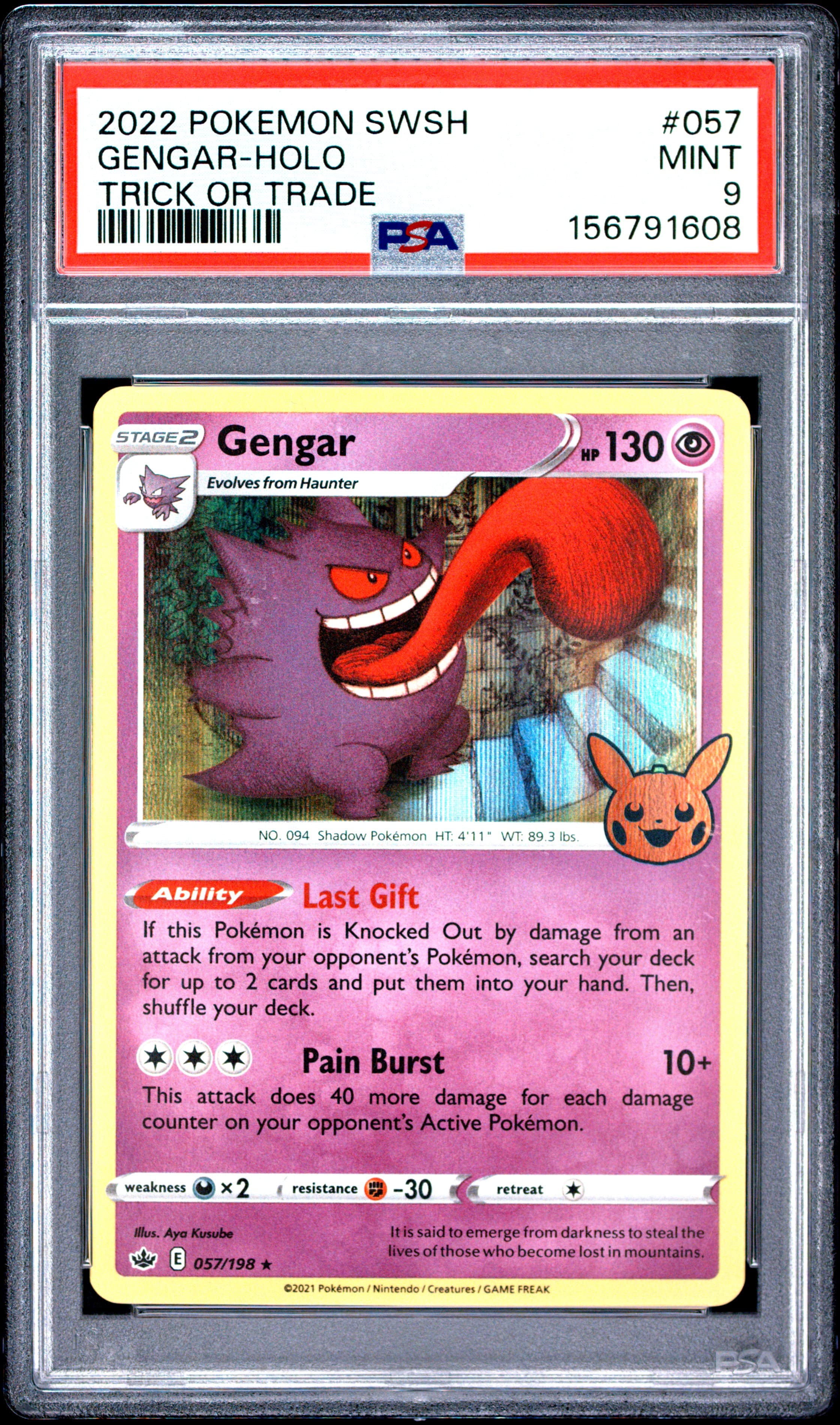 2021 POKEMON SWORD & SHIELD CHILLING REIGN GENGAR-HOLO #057 TRICK OR TRADE MINT 9 156791608