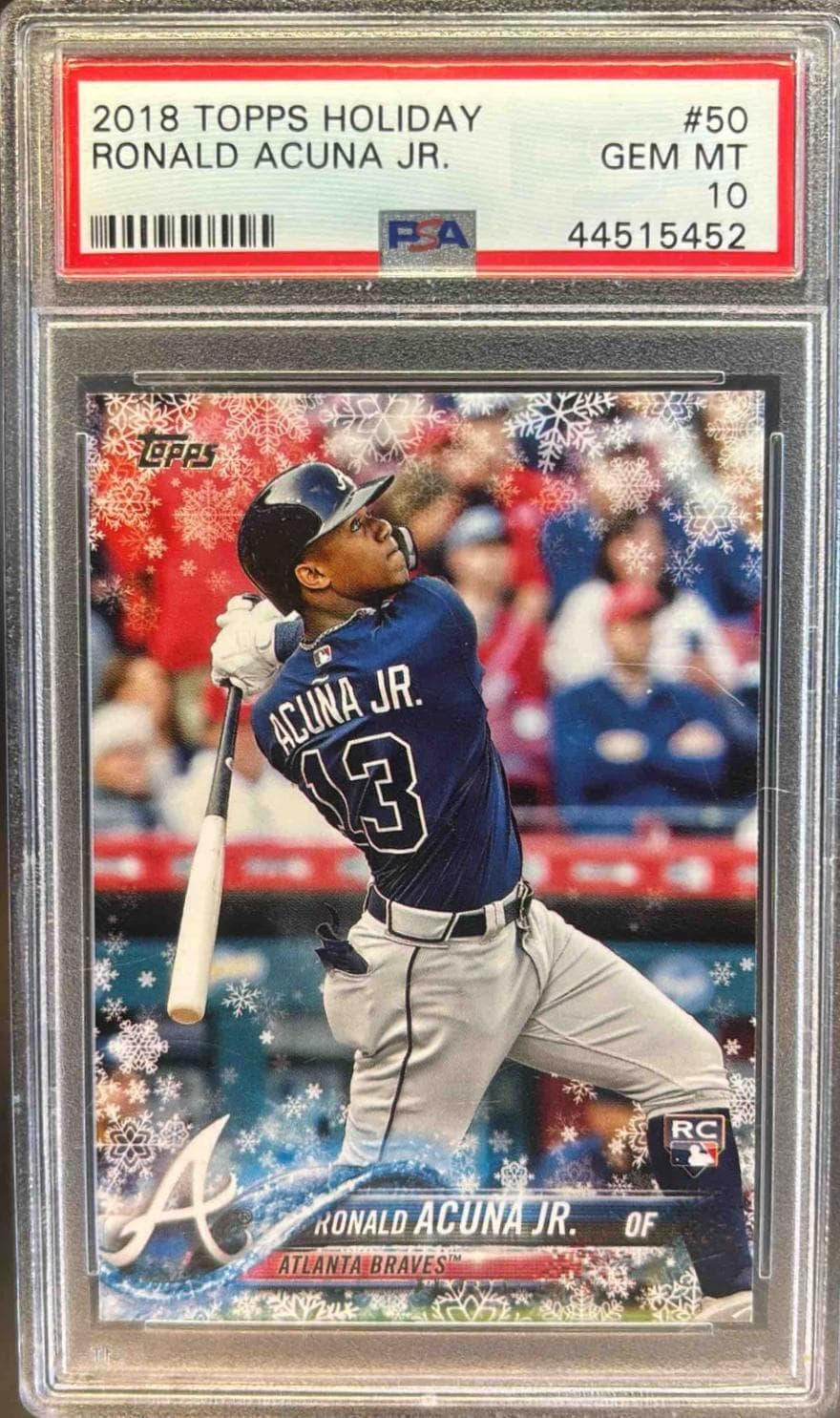 2018 TOPPS HOLIDAY RONALD ACUNA JR. #50 GEM MT 10 44515452