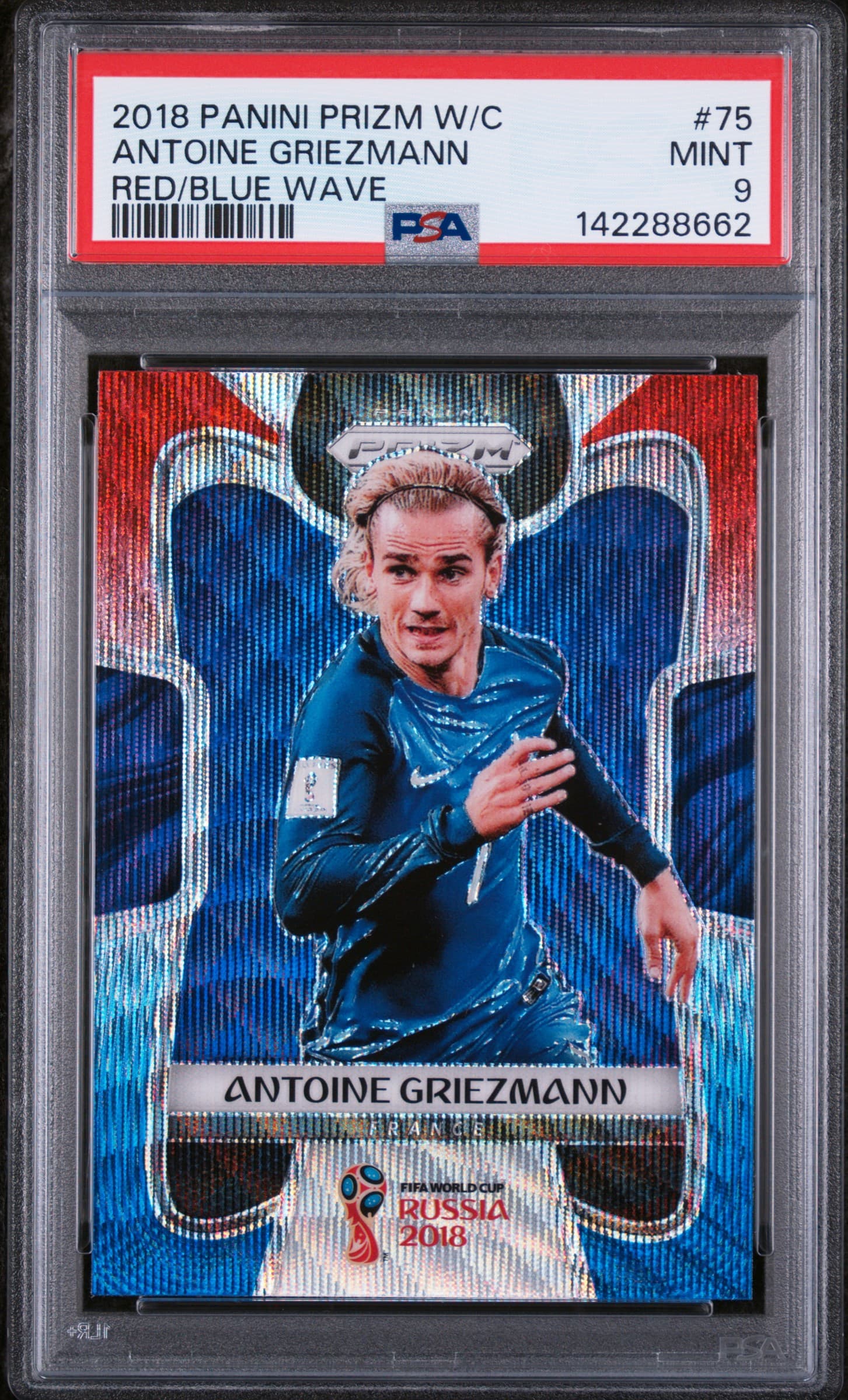 2018 PANINI PRIZM WORLD CUP ANTOINE GRIEZMANN #75 RED/BLUE WAVE MINT 9 142288662
