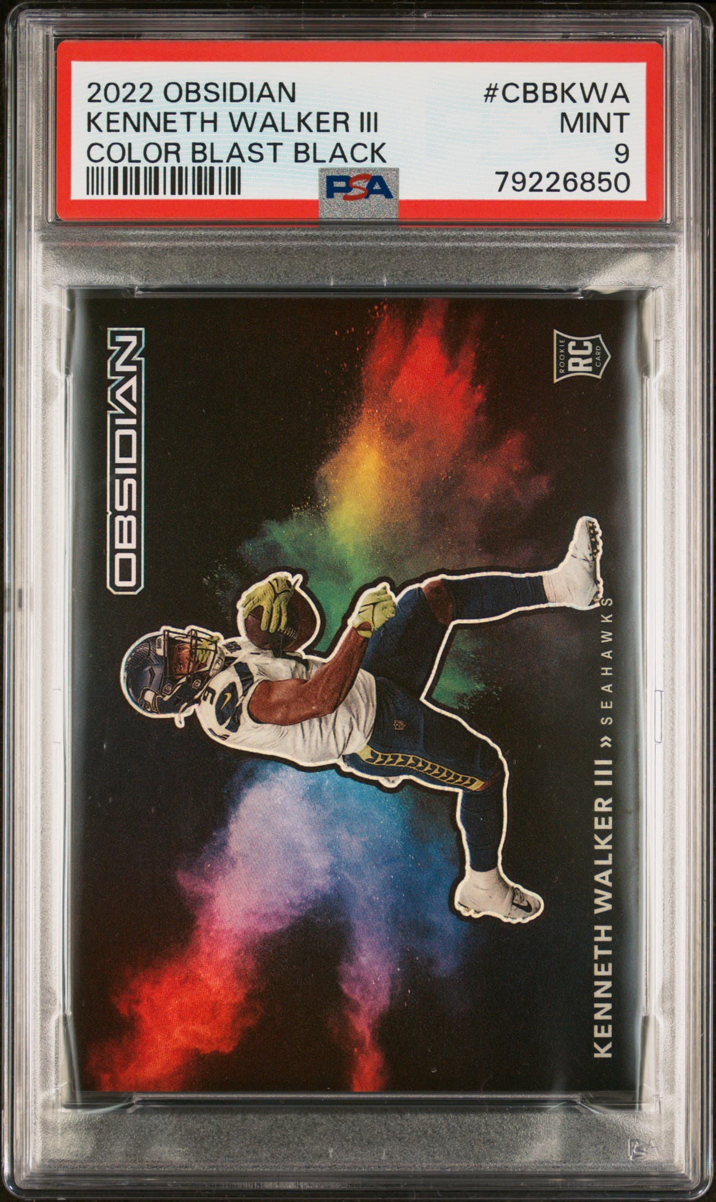 2022 PANINI OBSIDIAN COLOR BLAST BLACK KENNETH WALKER III #CBBKWA COLOR BLAST BLACK MINT 9 79226850