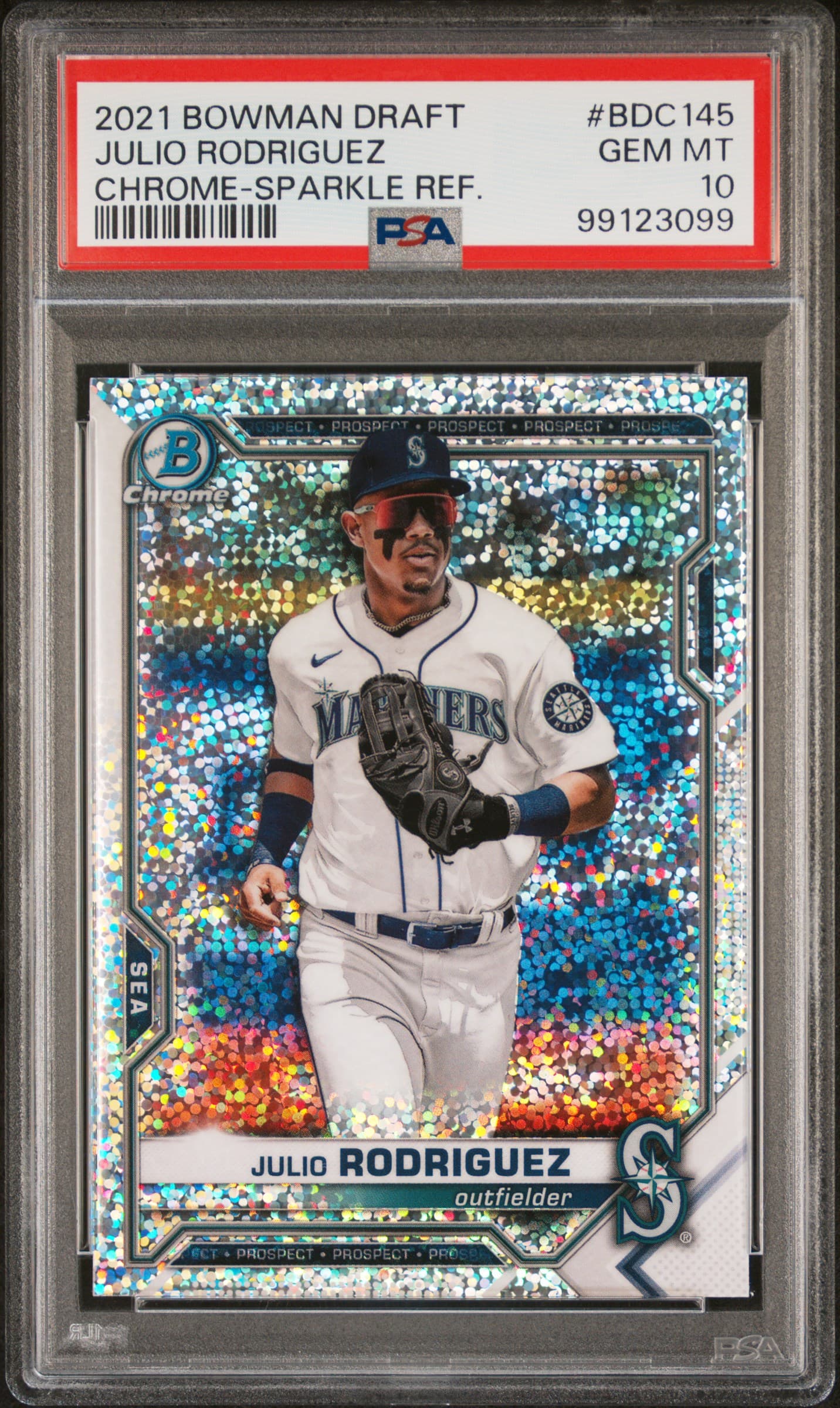 2021 BOWMAN DRAFT JULIO RODRIGUEZ #BDC145 CHROME-SPARKLE REF. GEM MT 10 99123099