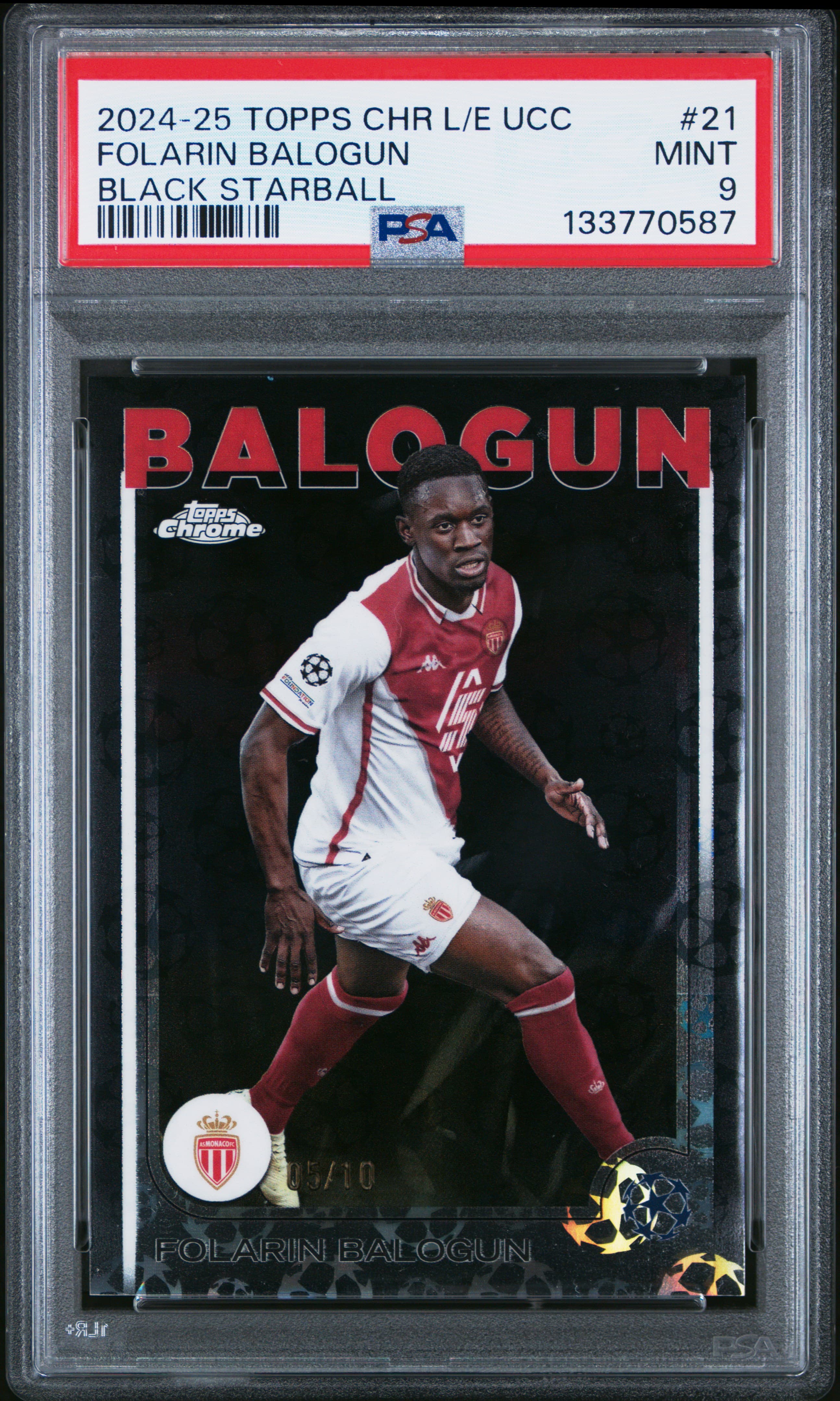 2024 TOPPS CHROME LOGOFRACTOR EDITION UEFA CLUB COMPETITIONS FOLARIN BALOGUN #21 BLACK STARBALL MINT 9 133770587
