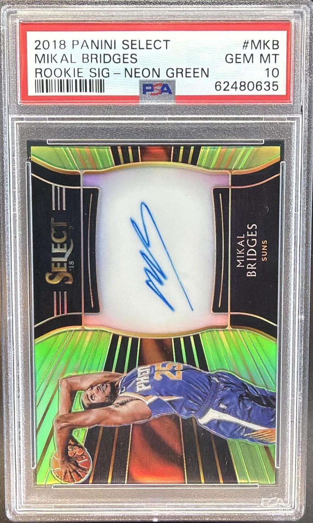 2018 PANINI SELECT ROOKIE SIGNATURES MIKAL BRIDGES #MKB ROOKIE SIG-NEON GREEN GEM MT 10 62480635