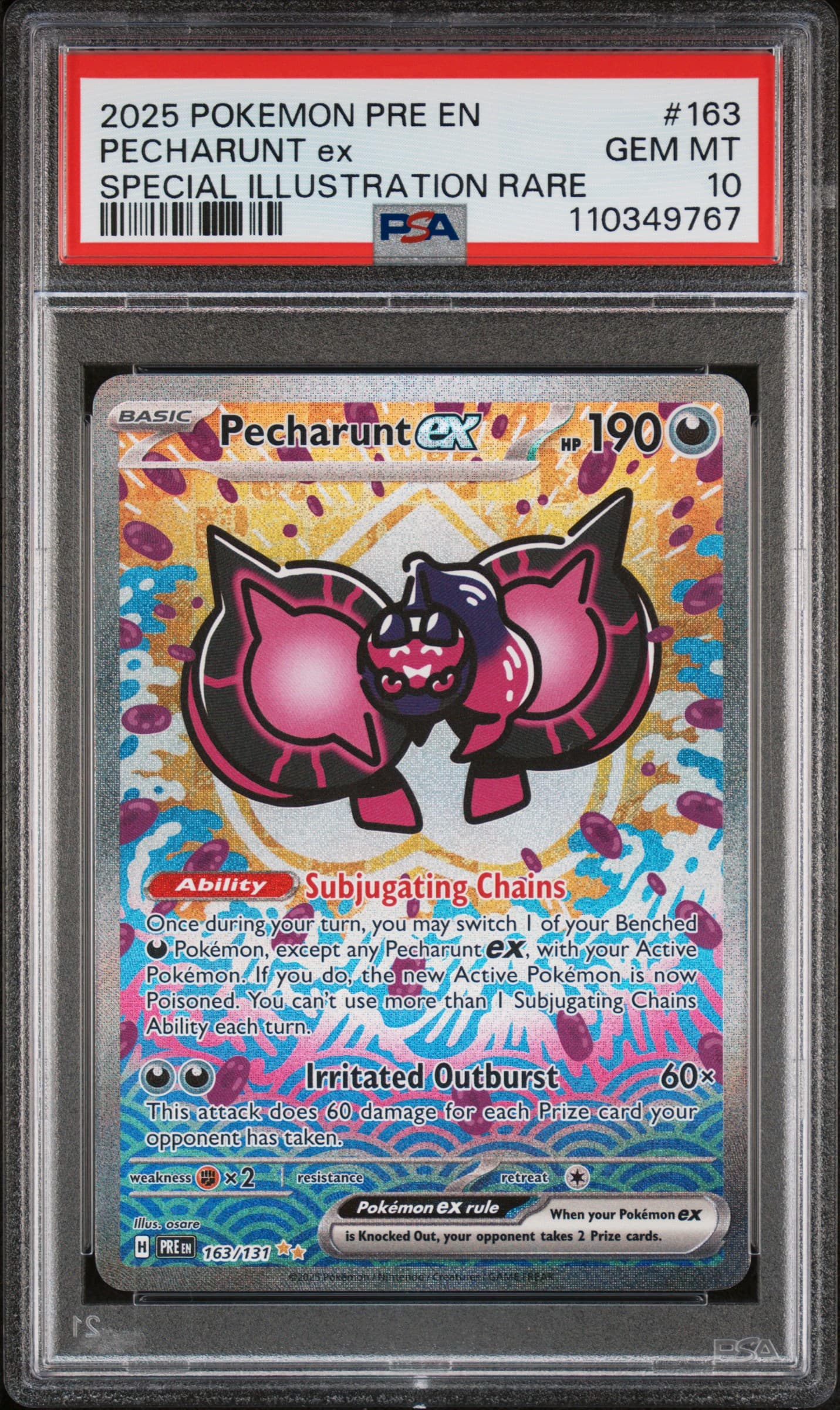 2025 POKEMON PRE EN-PRISMATIC EVOLUTIONS PECHARUNT ex #163 SPECIAL ILLUSTRATION RARE GEM MT 10 110349767