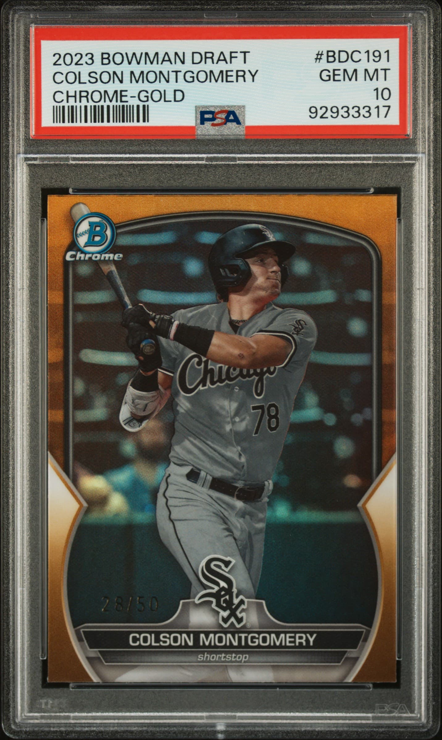 2023 BOWMAN DRAFT COLSON MONTGOMERY #BDC191 CHROME-GOLD REFRACTOR GEM MT 10 92933317