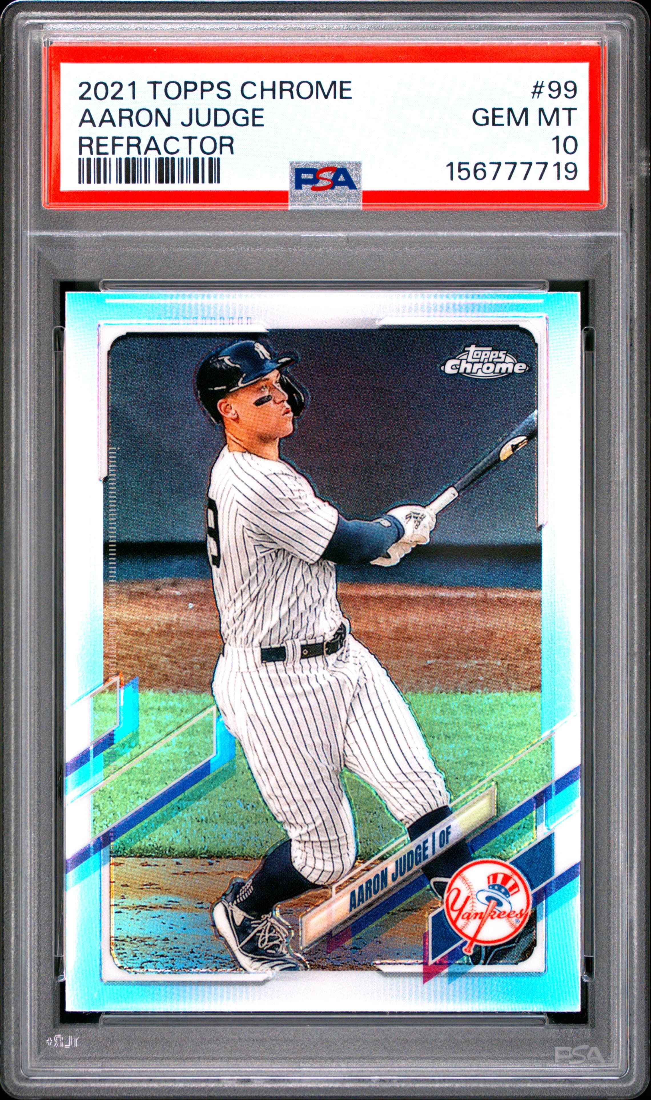 2021 TOPPS CHROME AARON JUDGE #99 REFRACTOR GEM MT 10 156777719