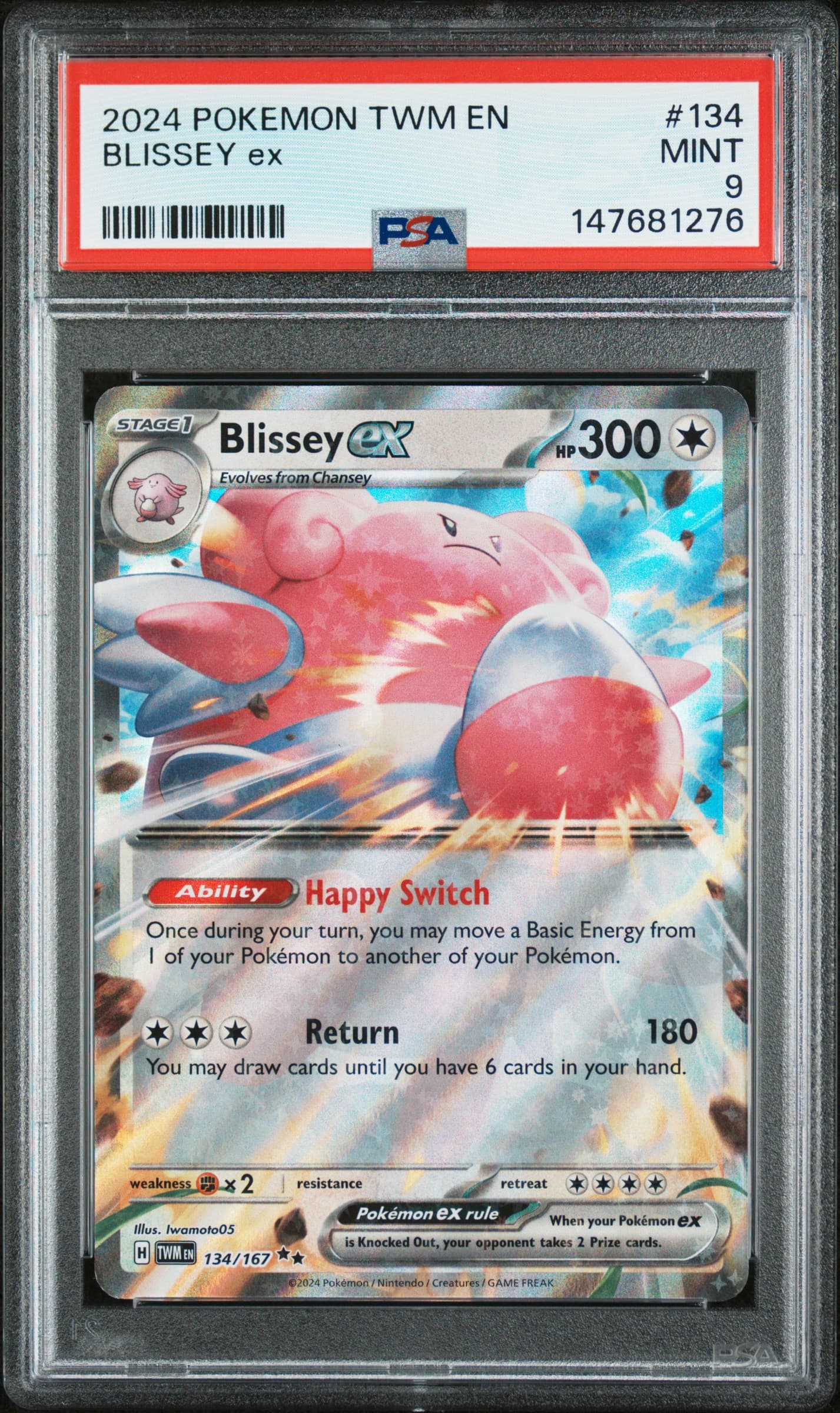 2024 POKEMON TWM EN-TWILIGHT MASQUERADE BLISSEY ex #134 MINT 9 147681276