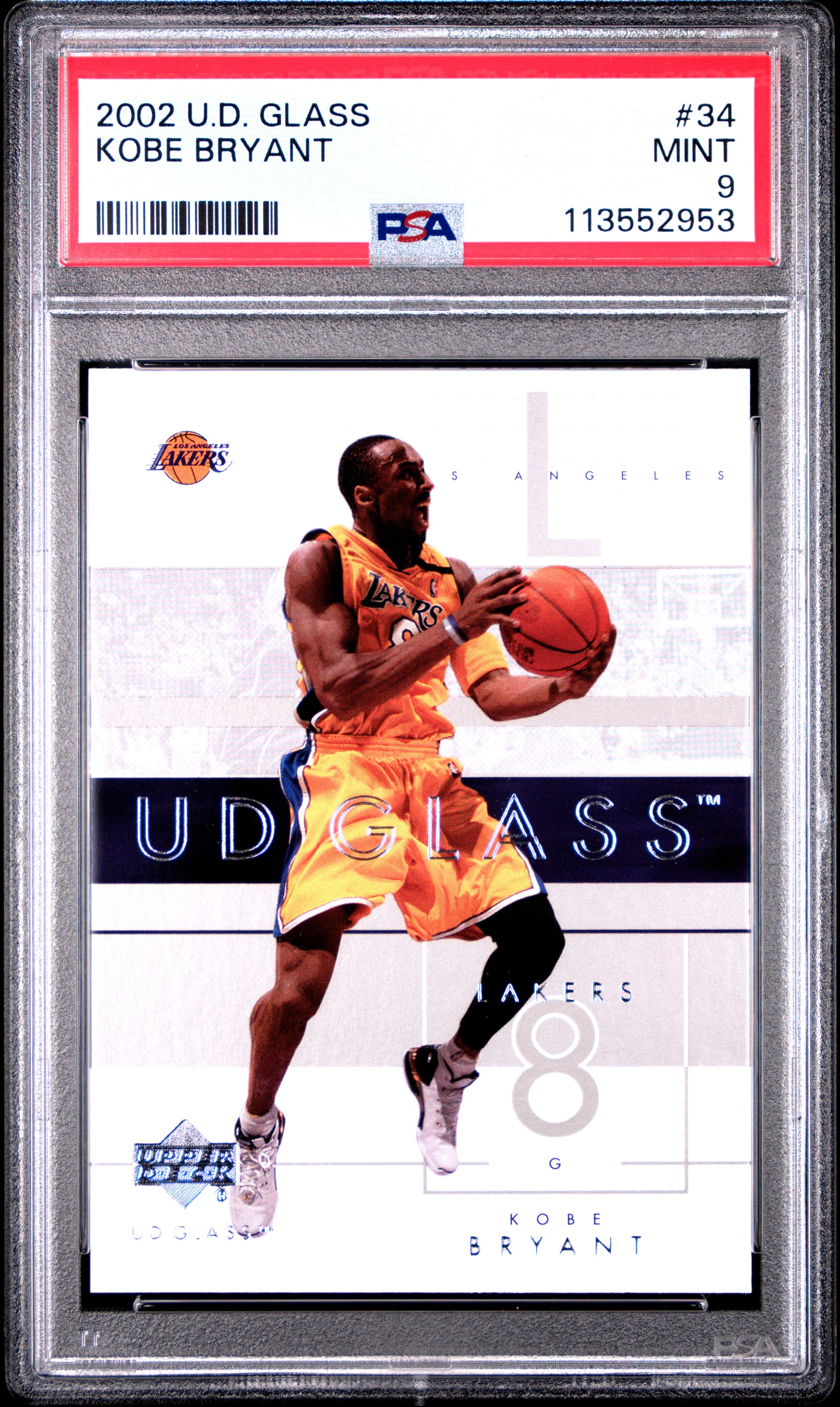 2002 UPPER DECK GLASS KOBE BRYANT #34 MINT 9 113552953