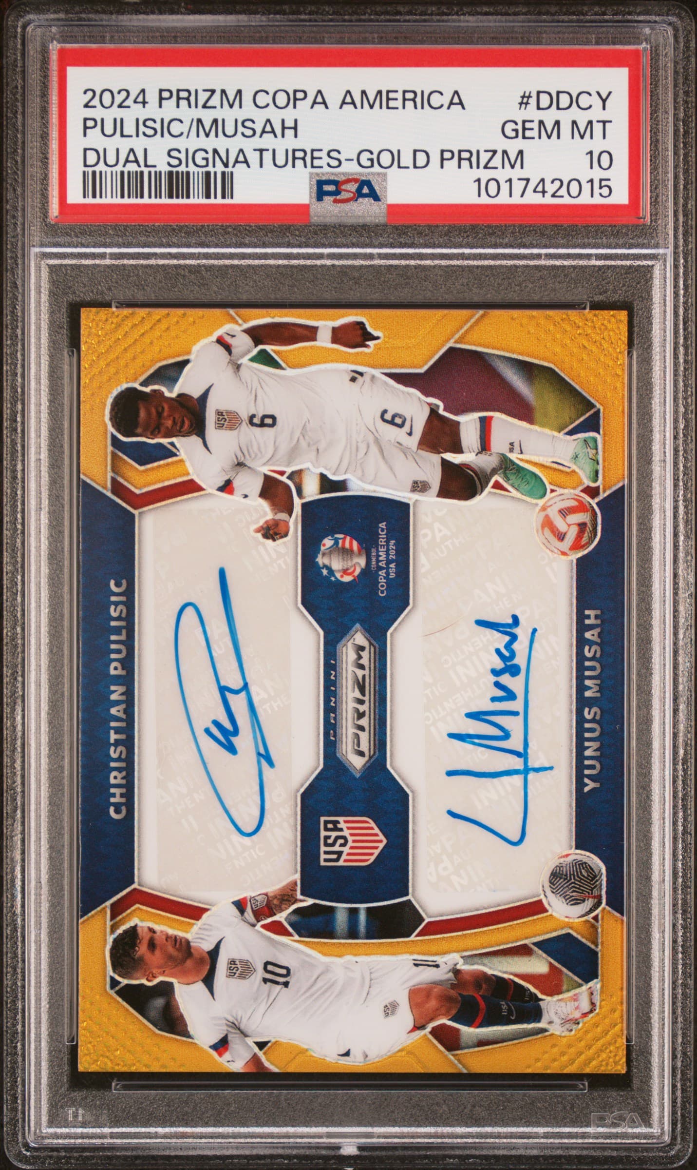 2024 PANINI PRIZM CONMEBOL COPA AMERICA DUAL SIGNATURES PULISIC/MUSAH #DDCY DUAL SIGNATURES-GOLD PRIZM GEM MT 10 101742015