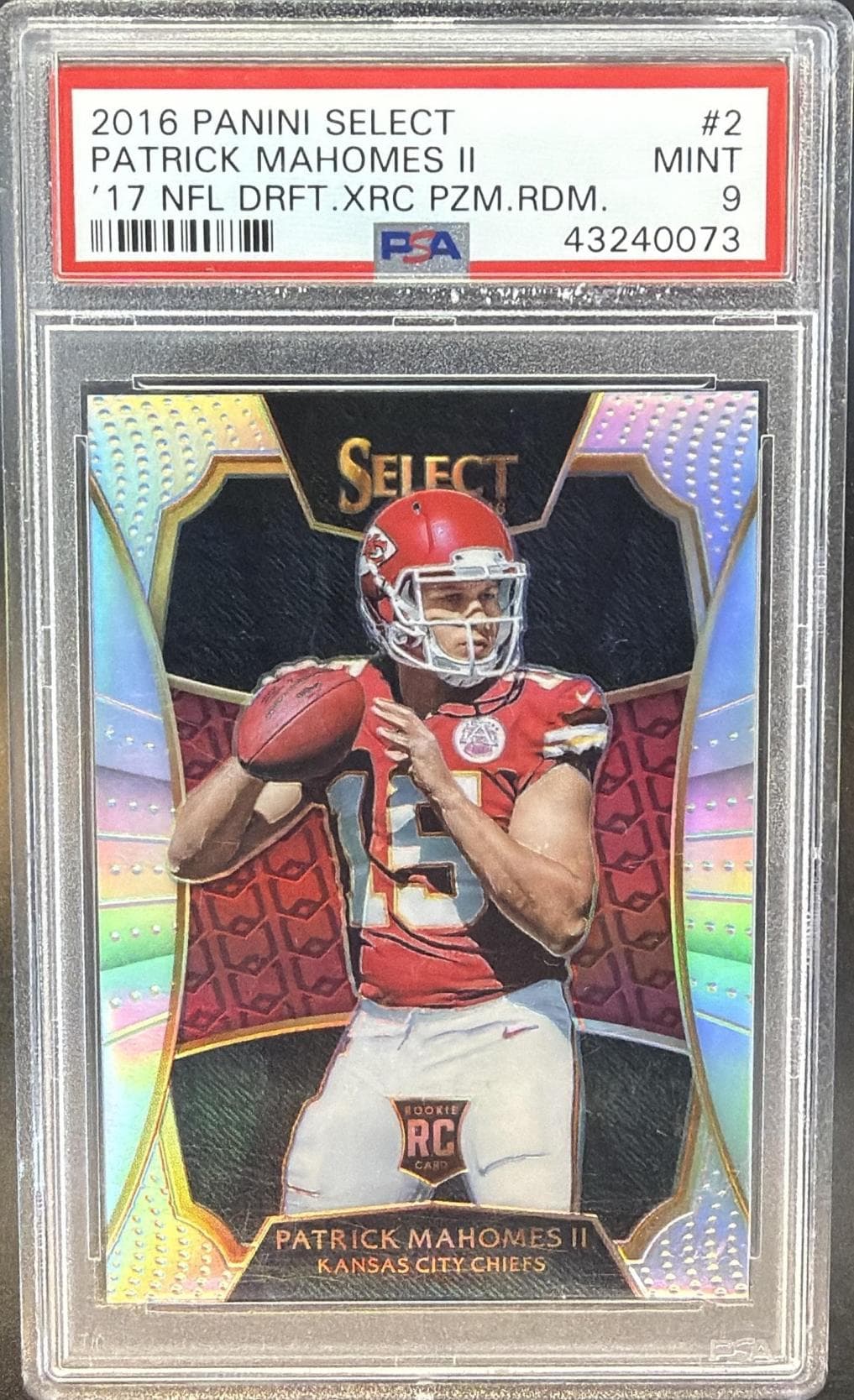 2016 PANINI SELECT '17 NFL DRAFT XRC PRIZM REDEMPTION PATRICK MAHOMES II #2 '17 NFL DRFT.XRC PZM.RDM. MINT 9 43240073