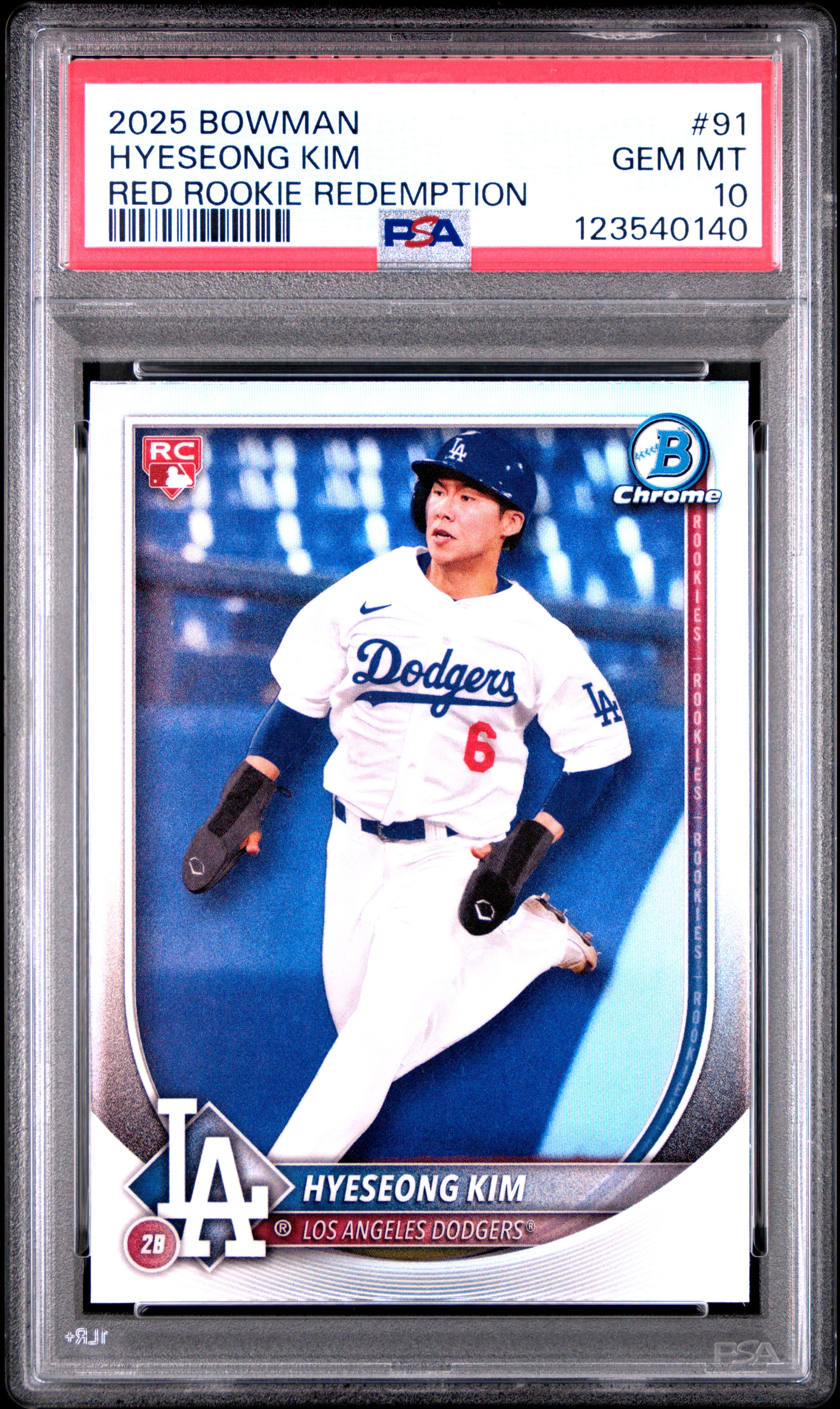 2025 BOWMAN HYESEONG KIM #91 RED ROOKIE REDEMPTION GEM MT 10 123540140