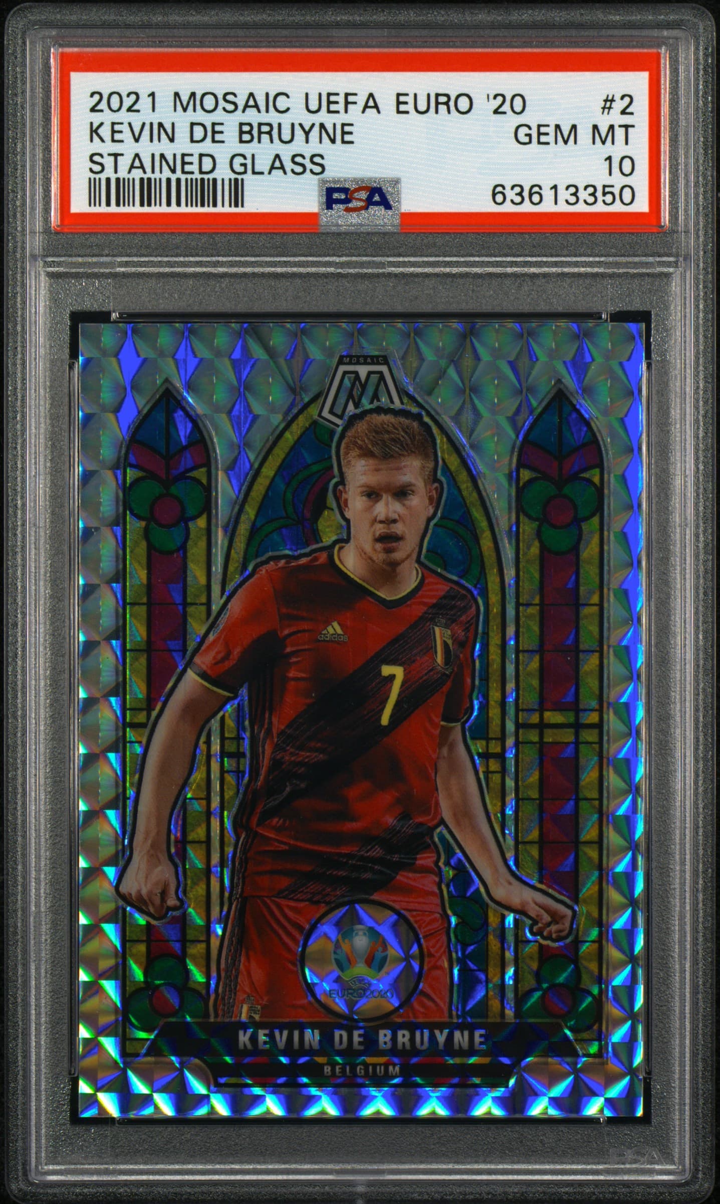 2020 PANINI MOSAIC UEFA EURO 2020 STAINED GLASS KEVIN DE BRUYNE #2 STAINED GLASS GEM MT 10 63613350