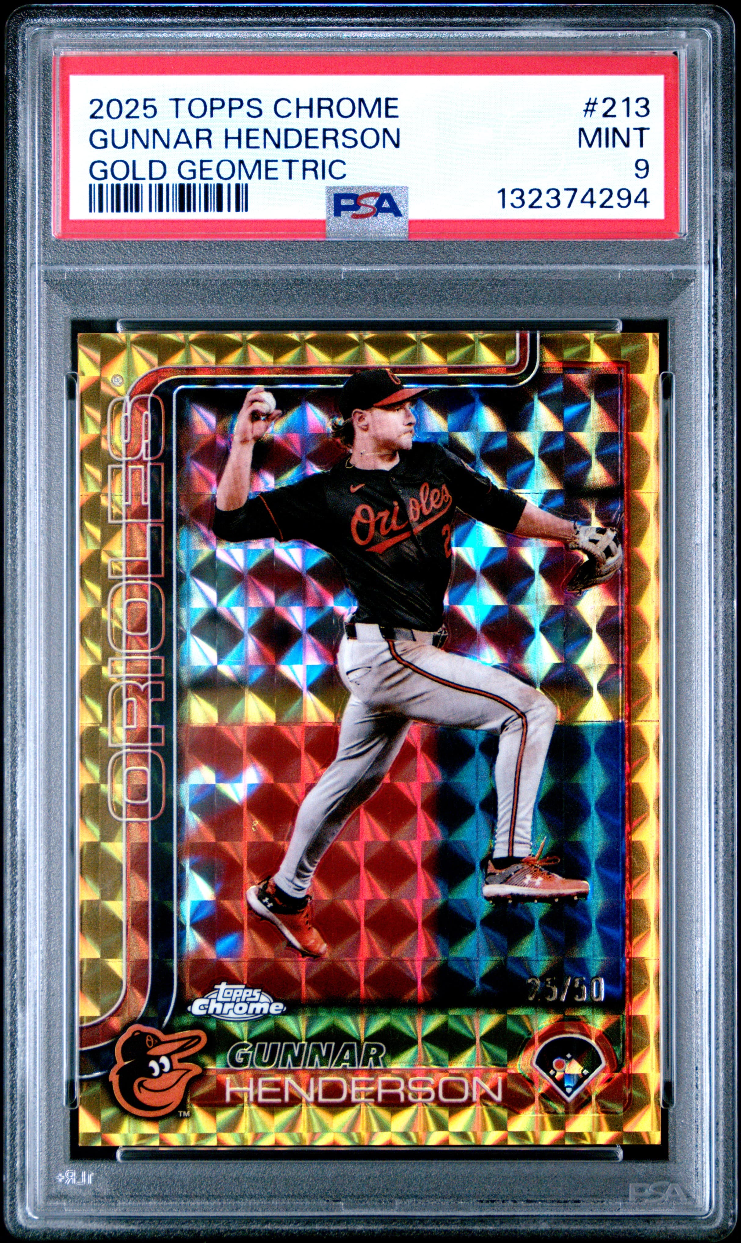 2025 TOPPS CHROME GUNNAR HENDERSON #213 GOLD GEOMETRIC MINT 9 132374294