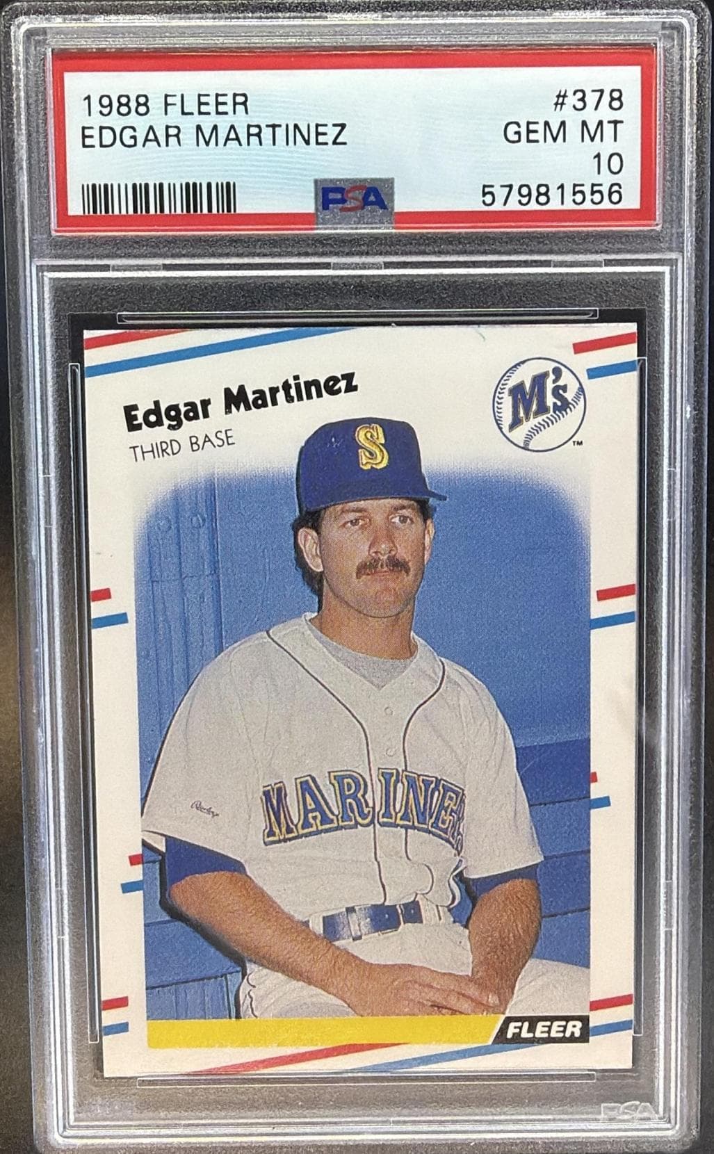 1988 FLEER EDGAR MARTINEZ #378 GEM MT 10 57981556