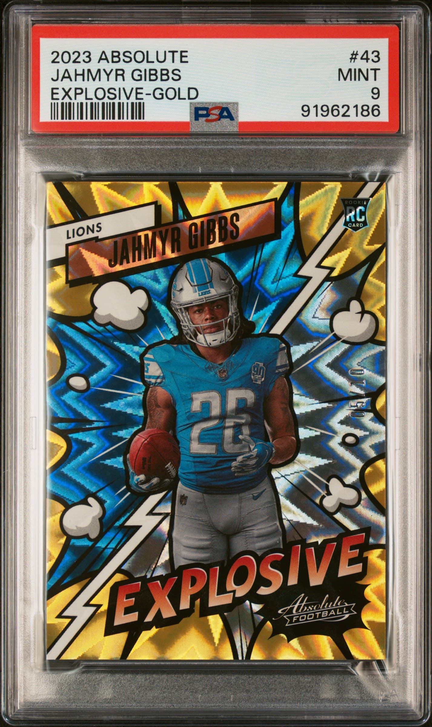 2023 PANINI ABSOLUTE EXPLOSIVE JAHMYR GIBBS #43 EXPLOSIVE-GOLD MINT 9 91962186