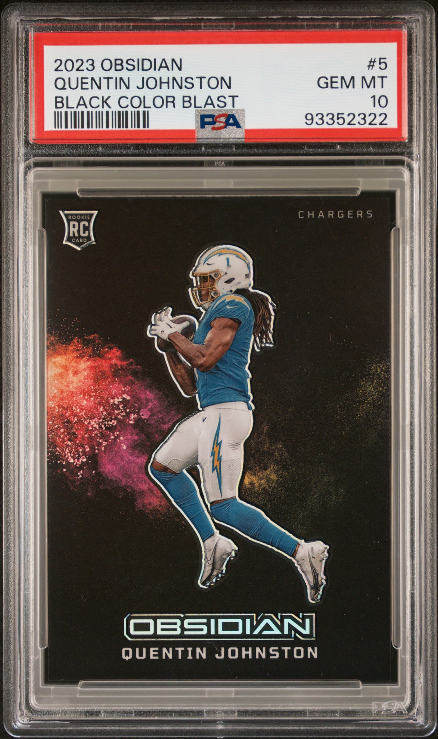2023 PANINI OBSIDIAN BLACK COLOR BLAST QUENTIN JOHNSTON #5 GEM MT 10 93352322
