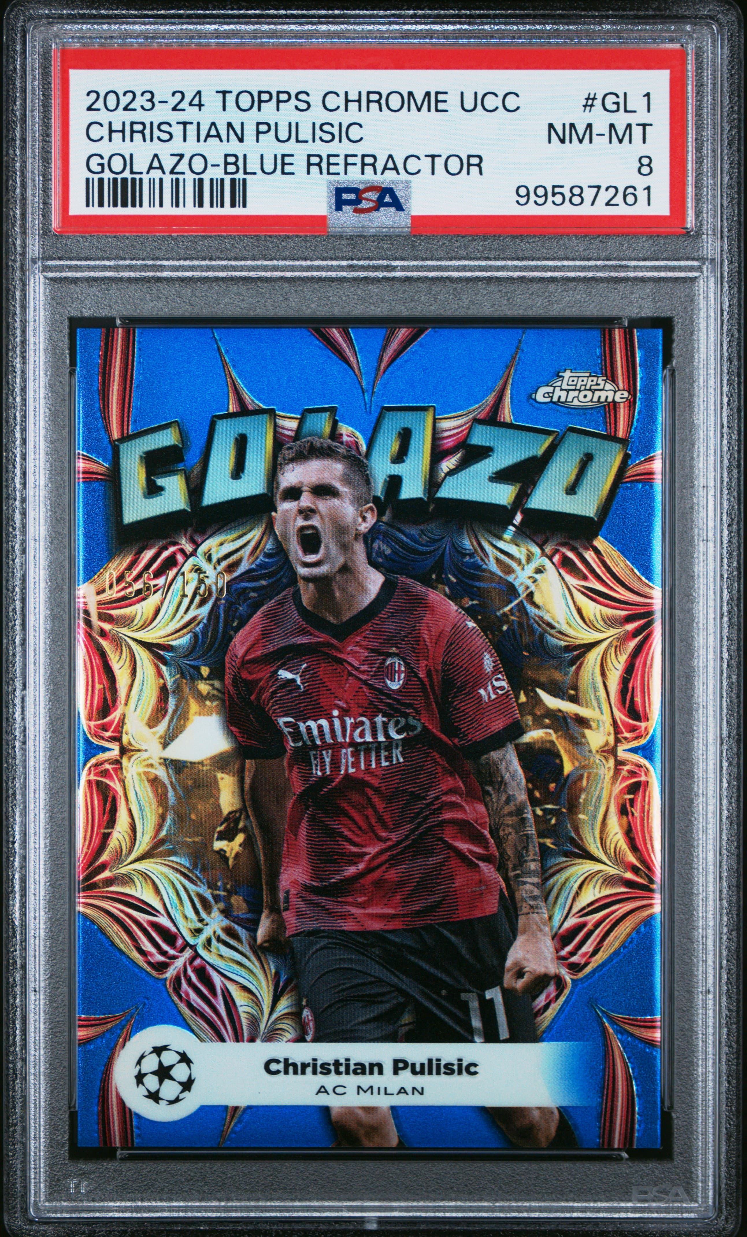 2023-24 TOPPS CHROME UEFA CLUB COMPETITIONS GOLAZO CHRISTIAN PULISIC #GL1 GOLAZO-BLUE REFRACTOR NM-MT 8 99587261