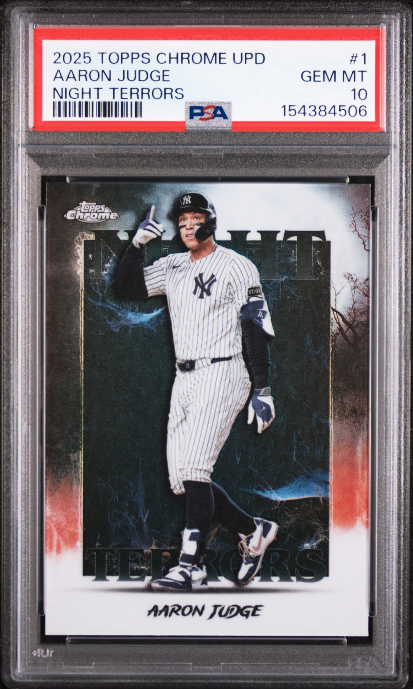 2025 TOPPS CHROME UPDATE NIGHT TERRORS AARON JUDGE #1 GEM MT 10 154384506