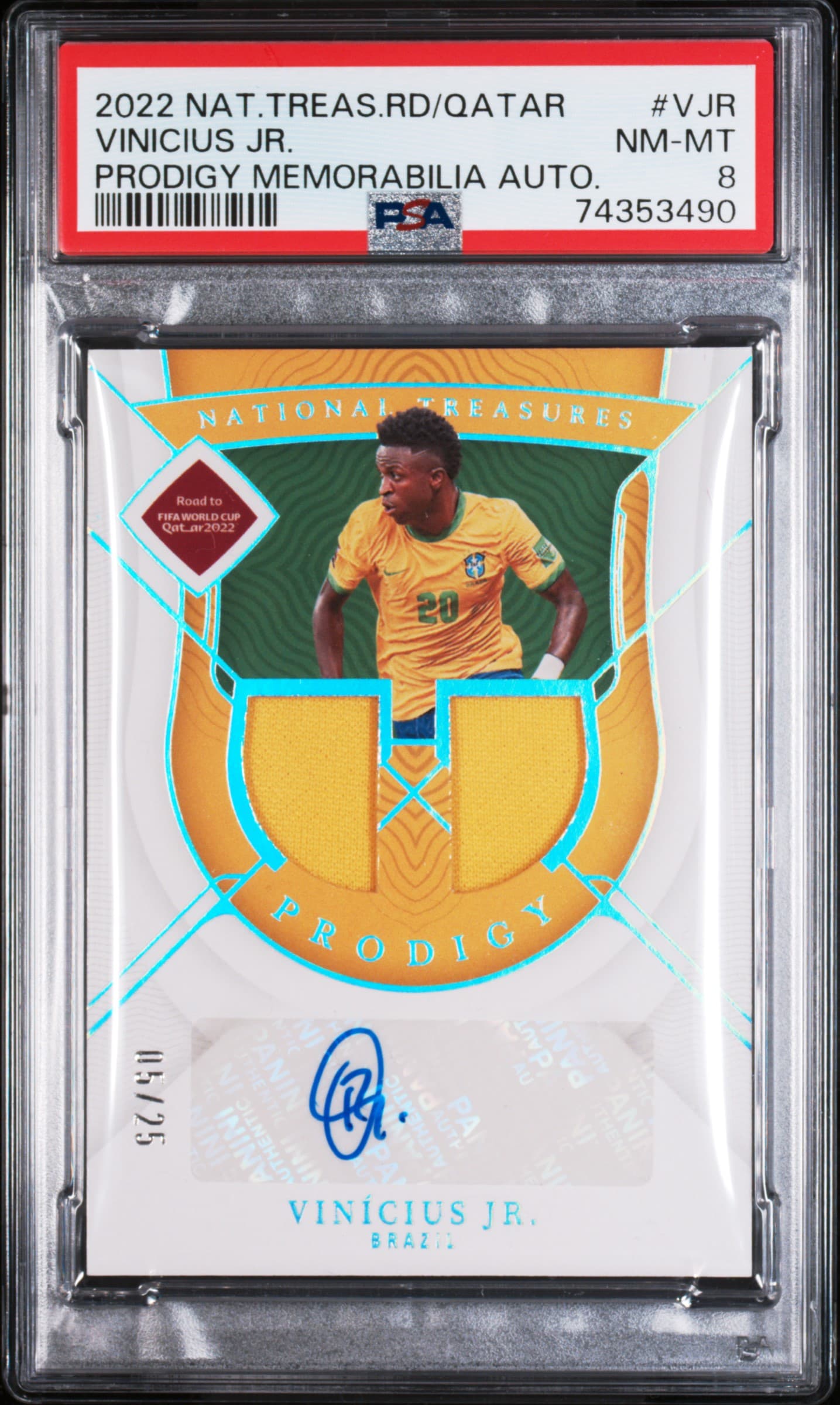 2022 PANINI NATIONAL TREASURES FIFA ROAD TO WORLD CUP QATAR PRODIGY MEMORABILIA AUTOGRAPHS VINICIUS JR. #VJR PRODIGY MEMORABILIA AUTO. NM-MT 8 74353490