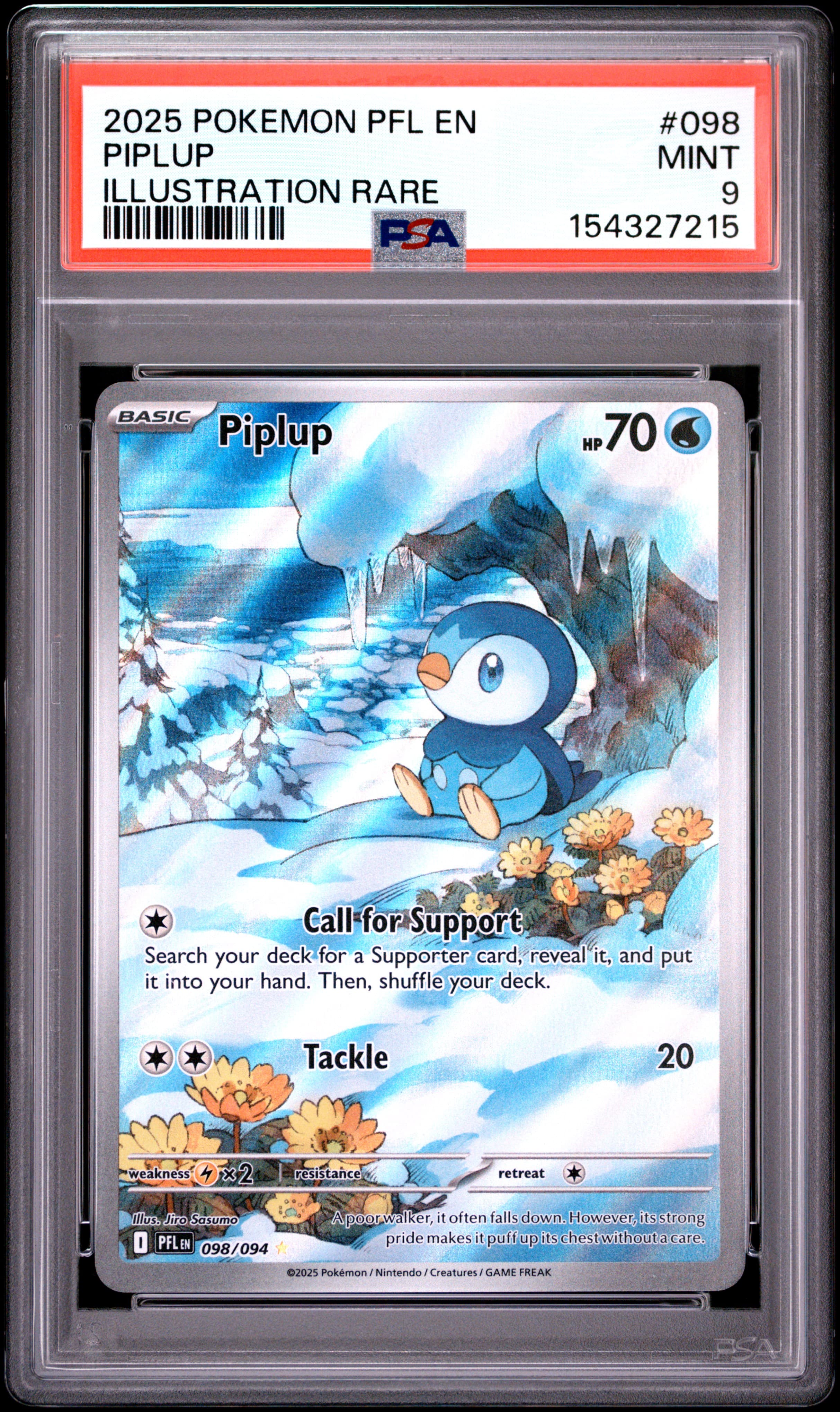 2025 POKEMON PFL EN-PHANTASMAL FLAMES PIPLUP #098 ILLUSTRATION RARE MINT 9 154327215