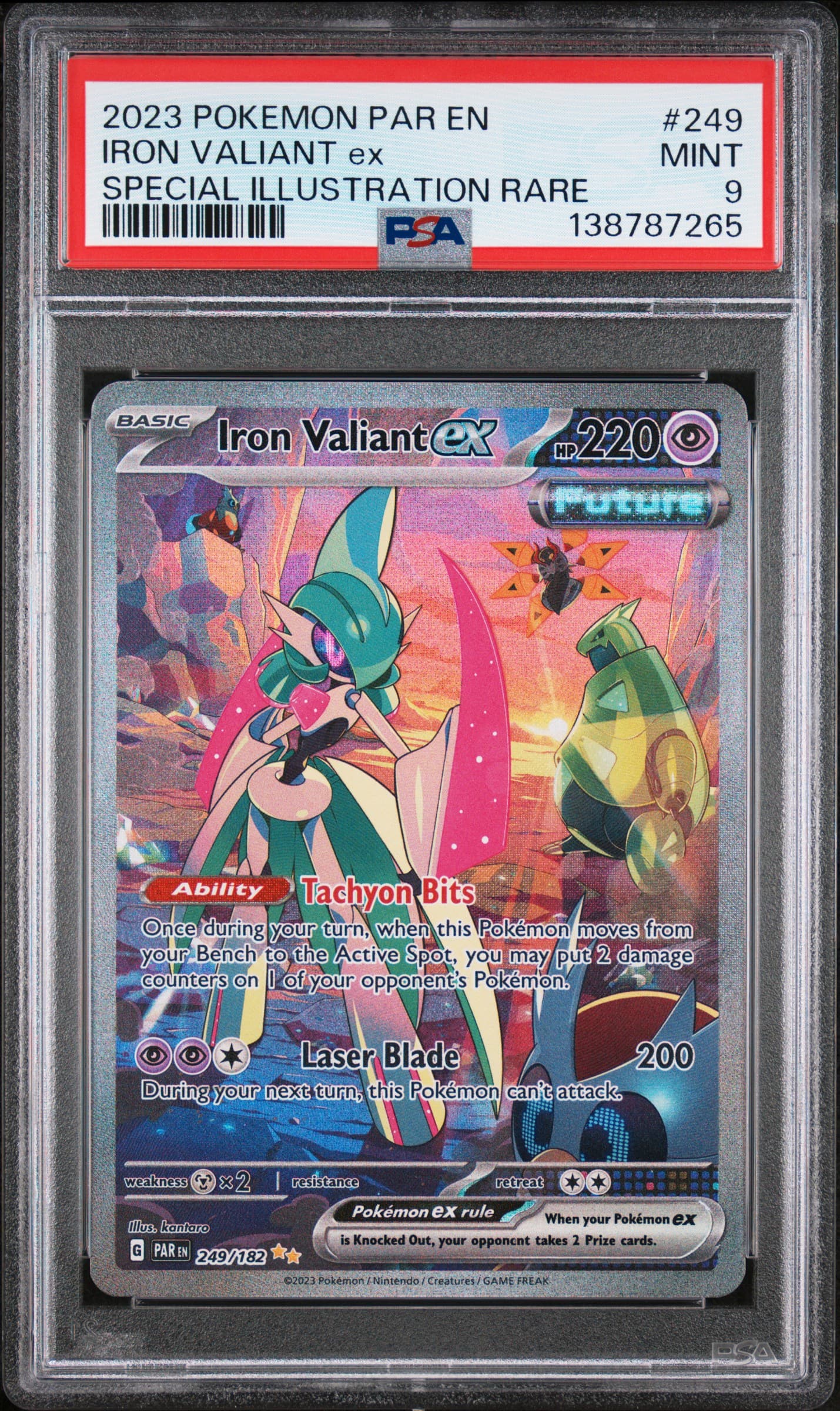 2023 POKEMON PAR EN-PARADOX RIFT IRON VALIANT ex #249 SPECIAL ILLUSTRATION RARE MINT 9 138787265