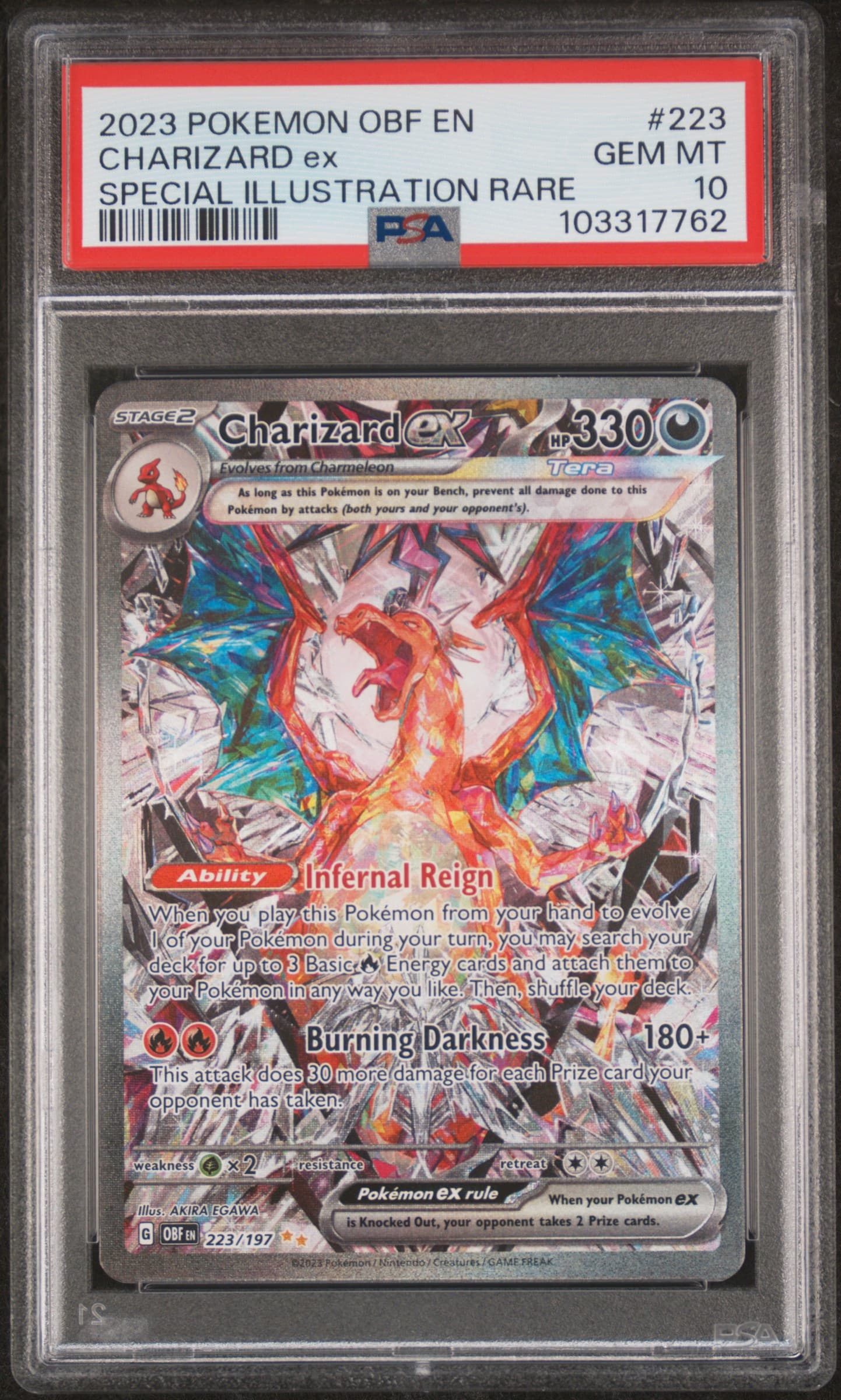 2023 POKEMON OBF EN-OBSIDIAN FLAMES CHARIZARD ex #223 SPECIAL ILLUSTRATION RARE GEM MT 10 103317762