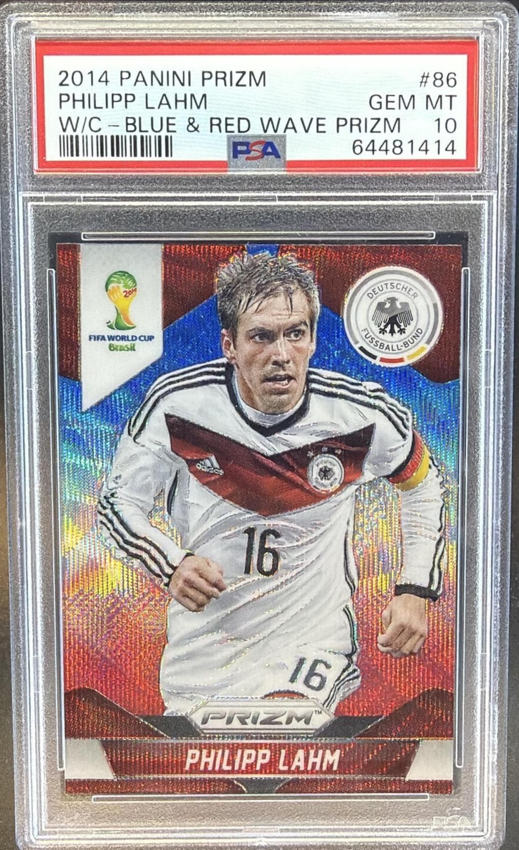 2014 PANINI PRIZM WORLD CUP PHILIPP LAHM #86 BLUE & RED WAVE PRIZM GEM MT 10 64481414