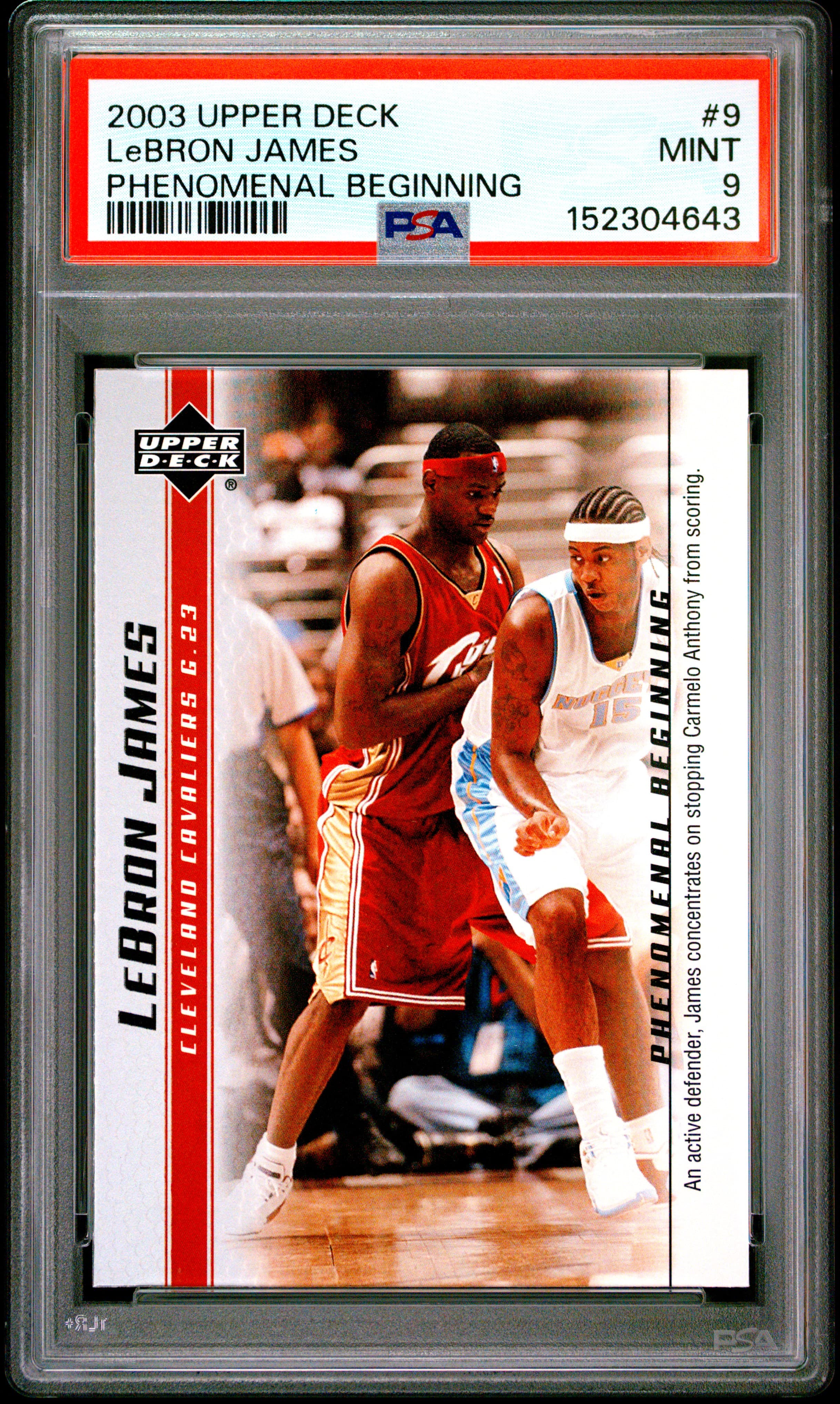 2003 UPPER DECK LEBRON JAMES PHENOMENAL BEGINNINGS LeBRON JAMES #9 PHENOMENAL BEGINNING MINT 9 152304643