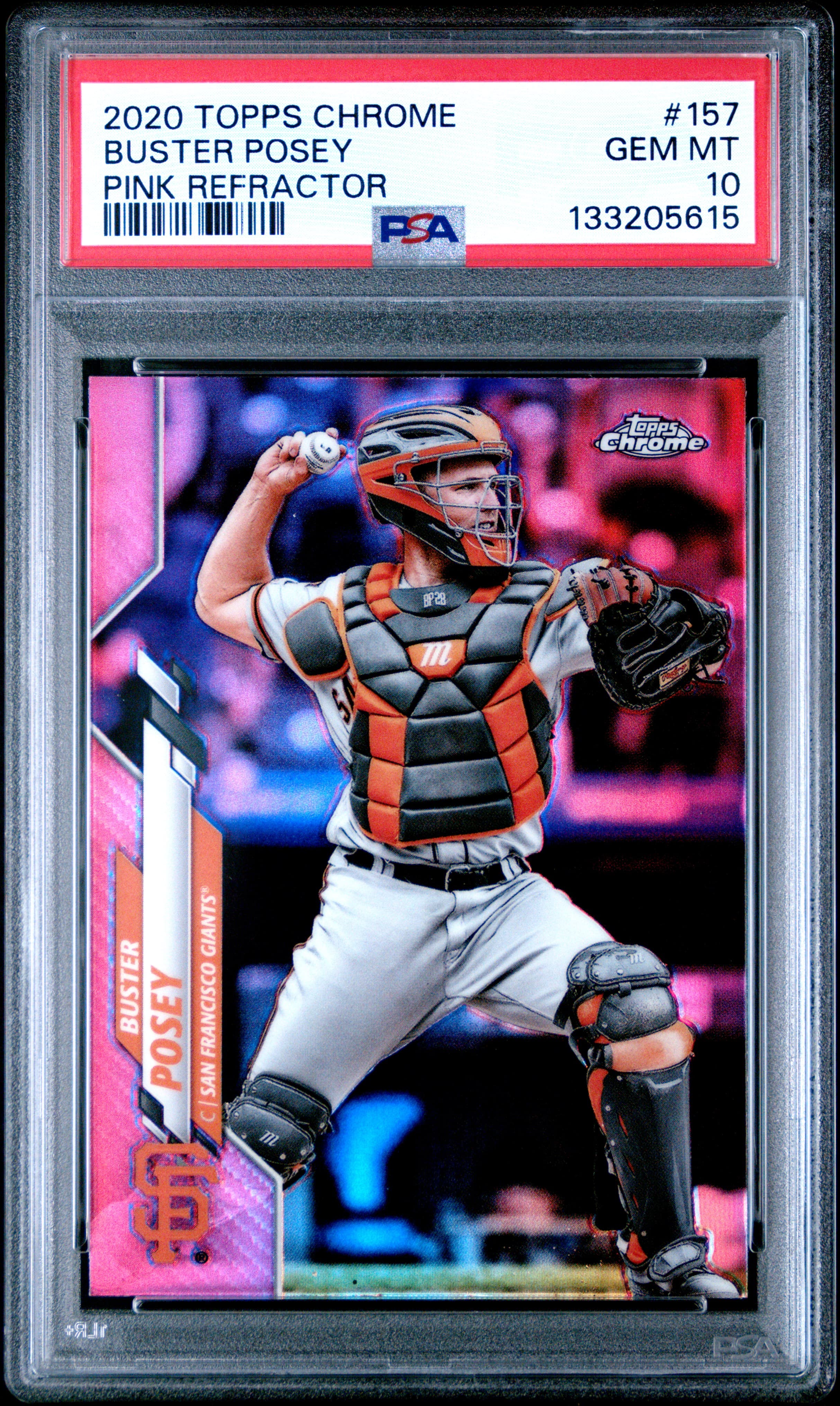 2020 TOPPS CHROME BUSTER POSEY #157 PINK REFRACTOR GEM MT 10 133205615