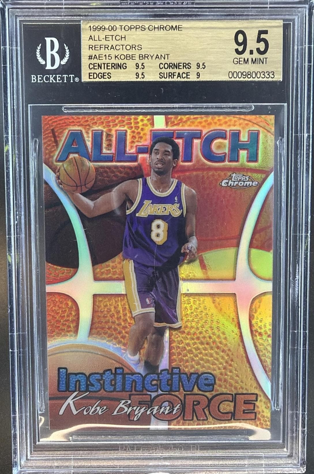 1999-00 TOPPS CHROME KOBE BRYANT ALL-ETCH REFRACTORS #AE15 BGS 9.5