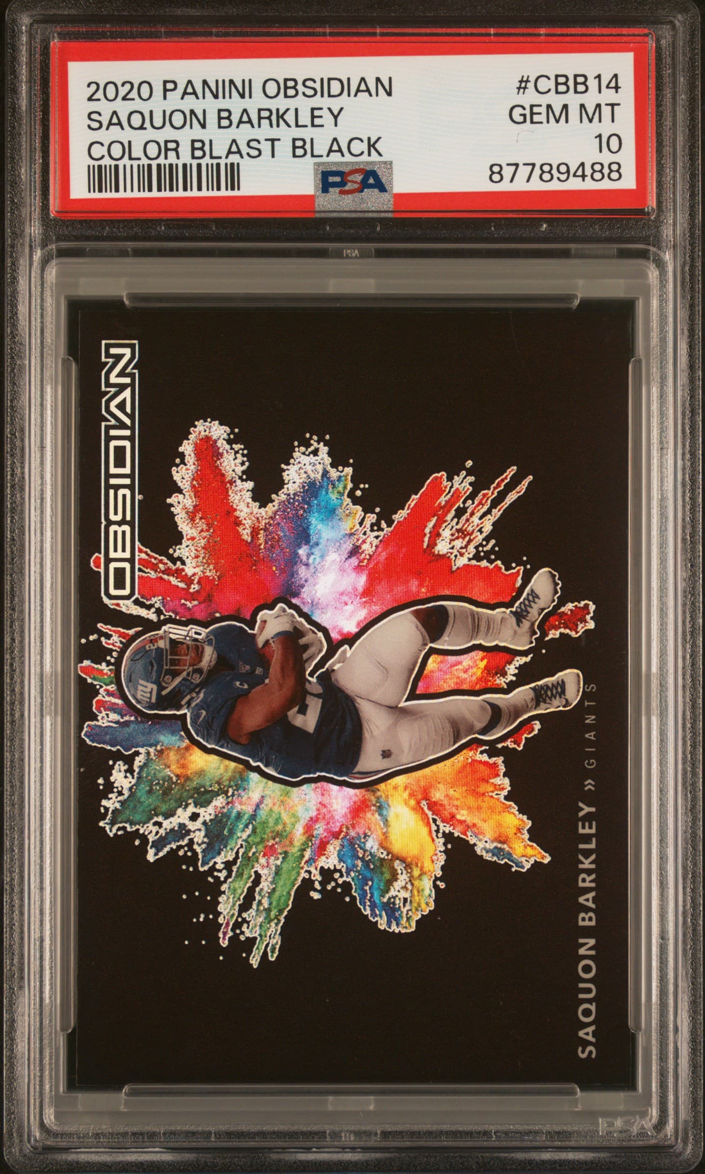 2020 PANINI OBSIDIAN COLOR BLAST BLACK SAQUON BARKLEY #CBB14 COLOR BLAST BLACK GEM MT 10 87789488