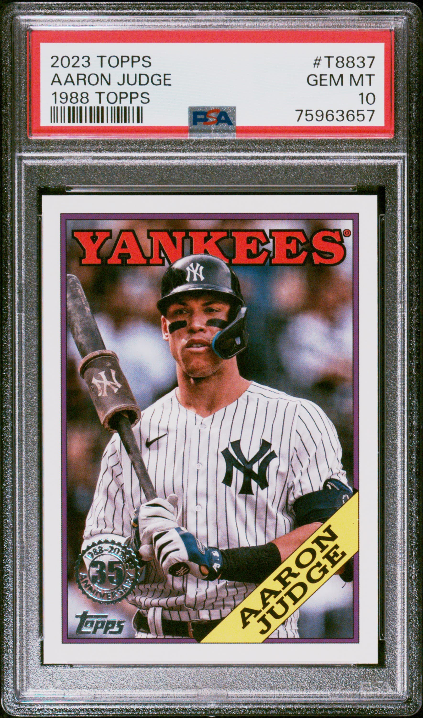 2023 TOPPS 1988 TOPPS BASEBALL AARON JUDGE #T88-37 1988 TOPPS GEM MT 10 75963657