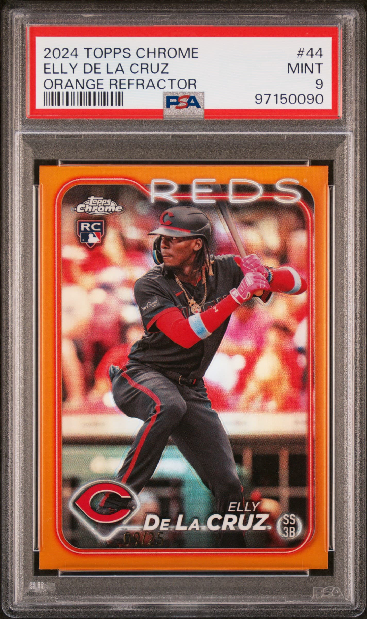 2024 TOPPS CHROME ELLY DE LA CRUZ #44 ORANGE REFRACTOR MINT 9 97150090