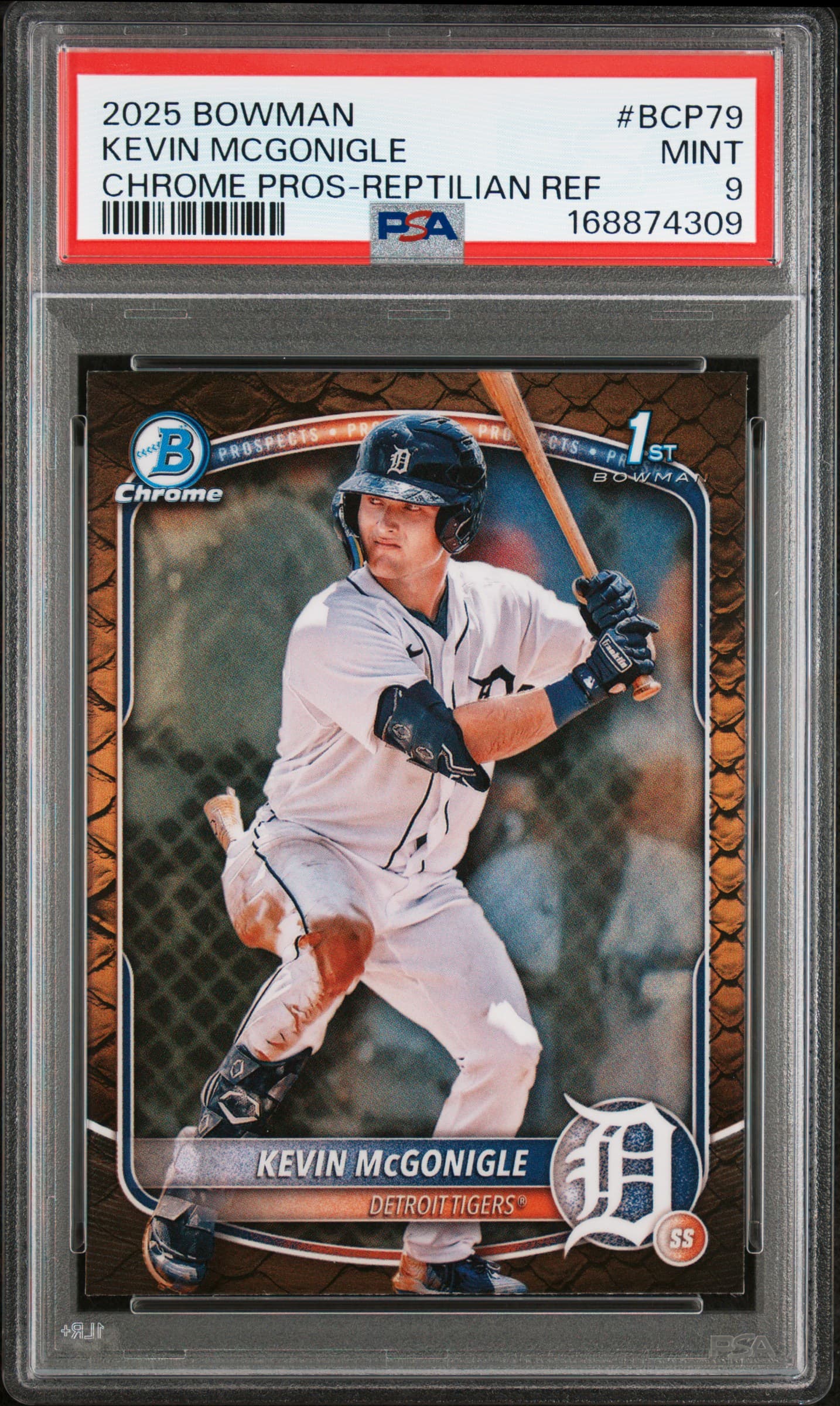 2025 BOWMAN CHROME PROSPECTS KEVIN MCGONIGLE #BCP79 CHROME PROS-REPTILIAN REF MINT 9 168874309
