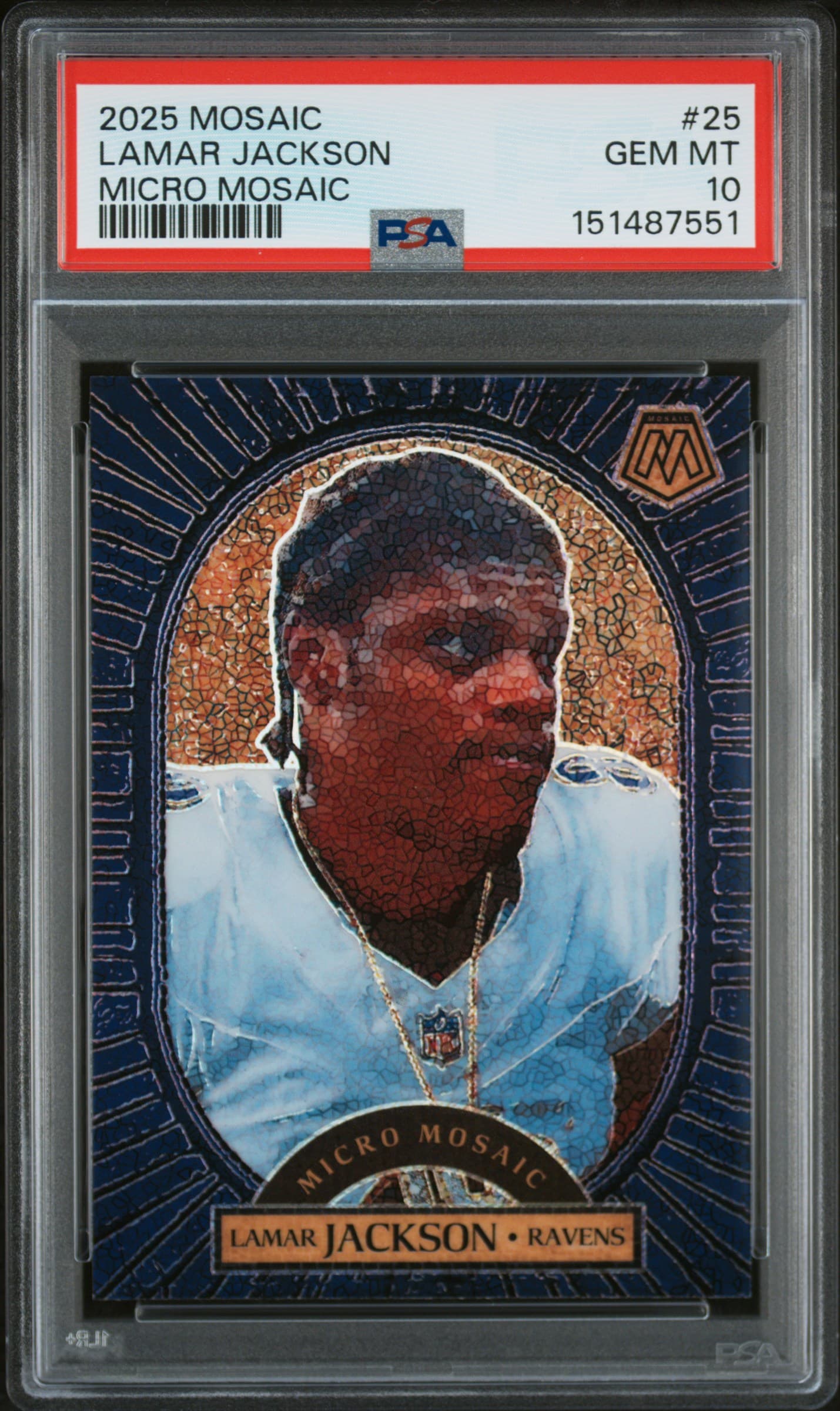 2025 PANINI MOSAIC MICRO MOSAIC LAMAR JACKSON #25 GEM MT 10 151487551