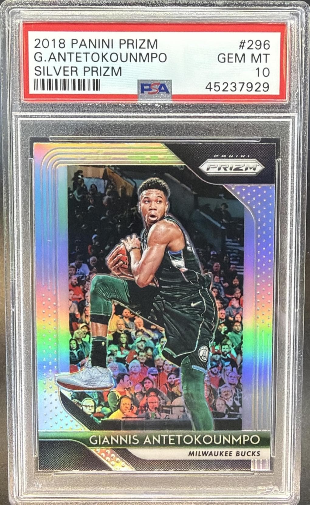 2018 PANINI PRIZM G.ANTETOKOUNMPO #296 SILVER PRIZM GEM MT 10 45237929