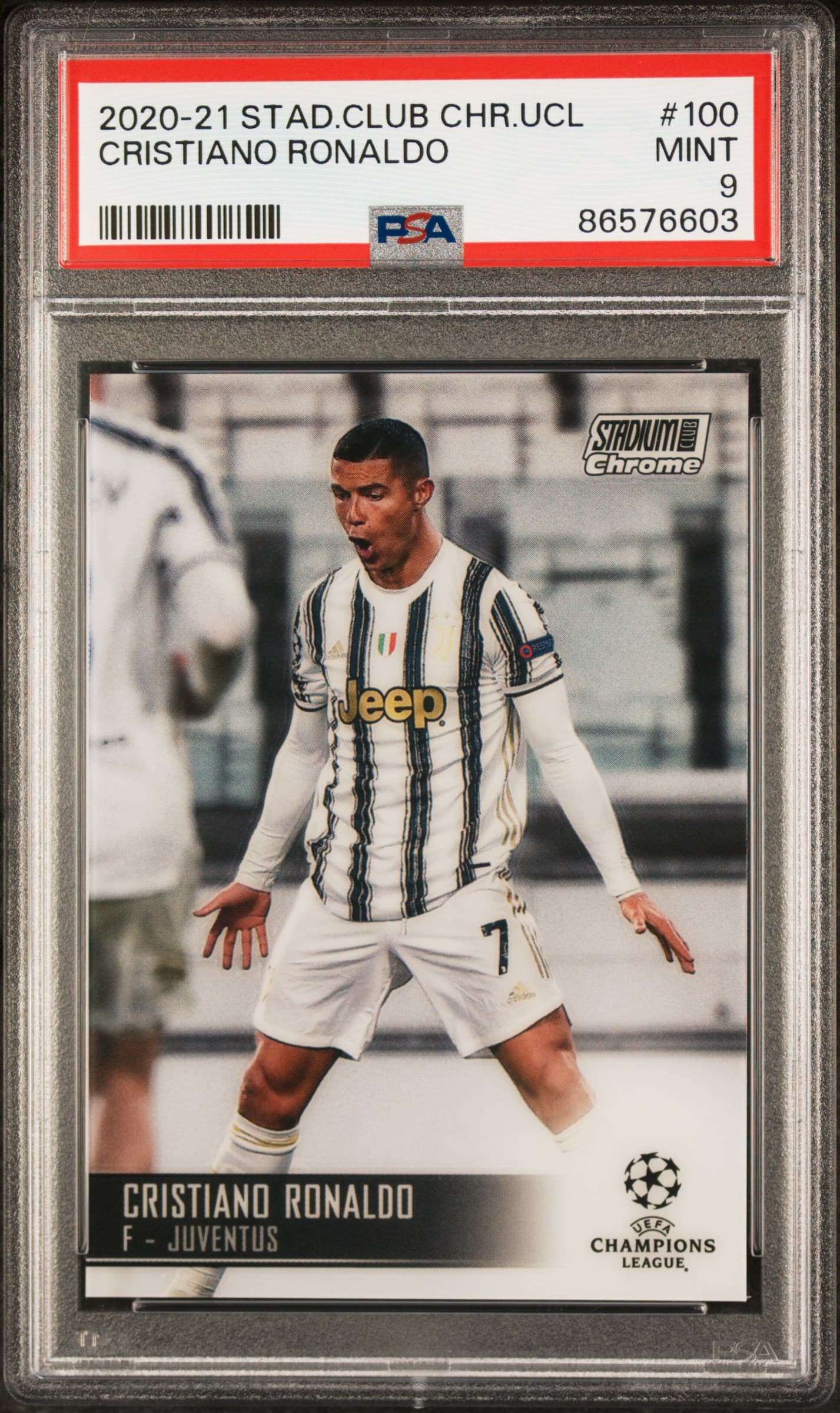 2020 STADIUM CLUB CHROME UEFA CHAMPIONS LEAGUE CRISTIANO RONALDO #100 MINT 9 86576603