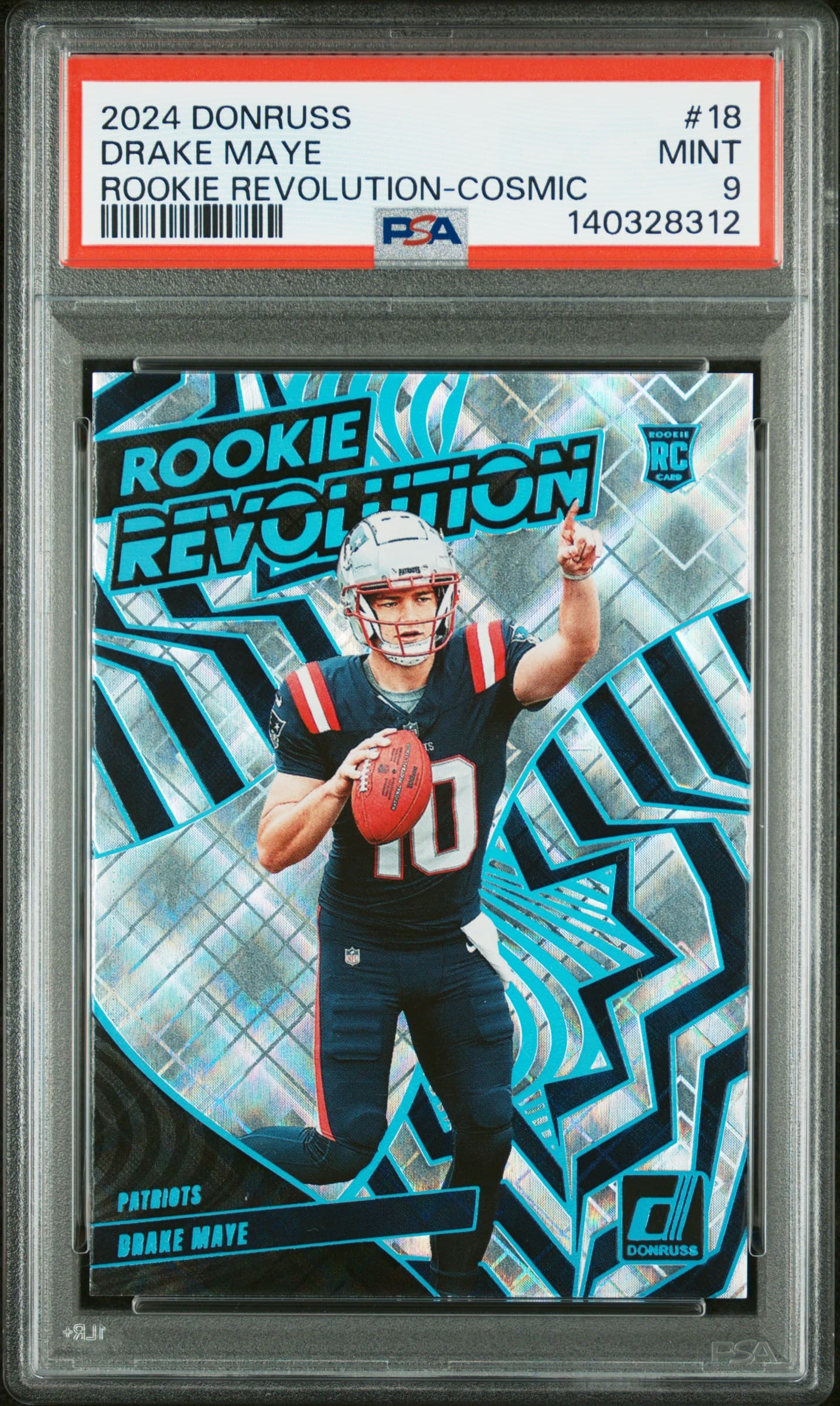 2024 PANINI DONRUSS ROOKIE REVOLUTION DRAKE MAYE #18 ROOKIE REVOLUTION-COSMIC MINT 9 140328312