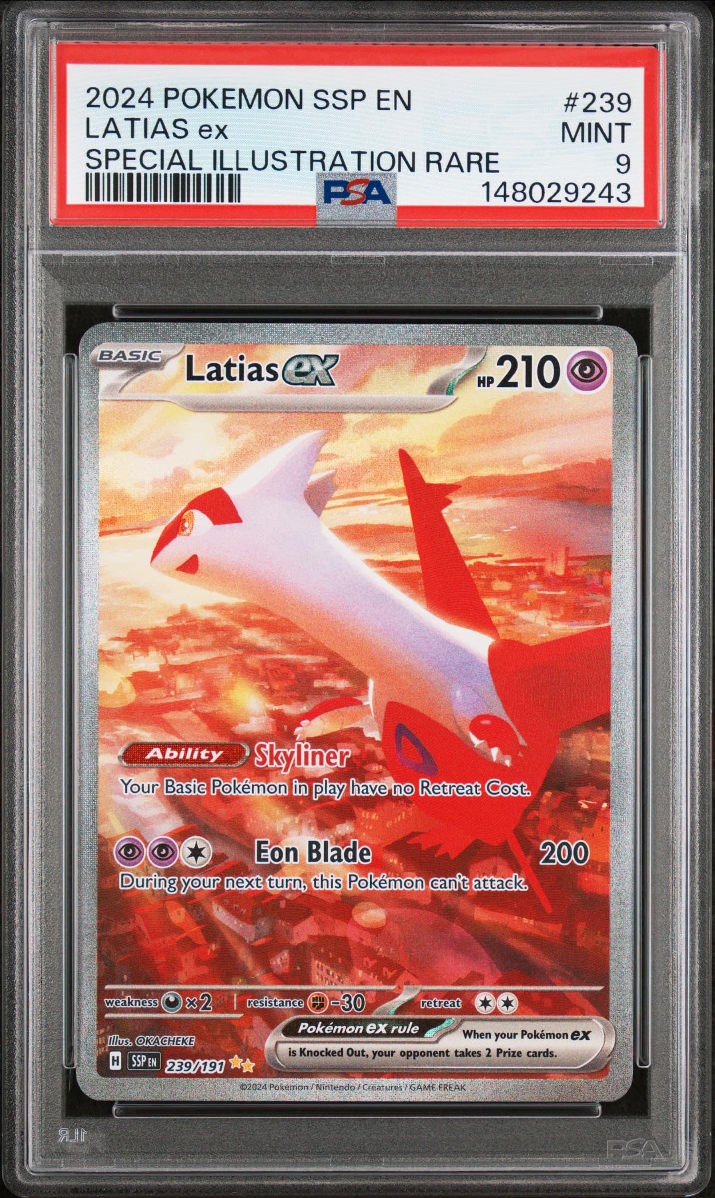 2024 POKEMON SSP EN-SURGING SPARKS LATIAS ex #239 SPECIAL ILLUSTRATION RARE MINT 9 148029243