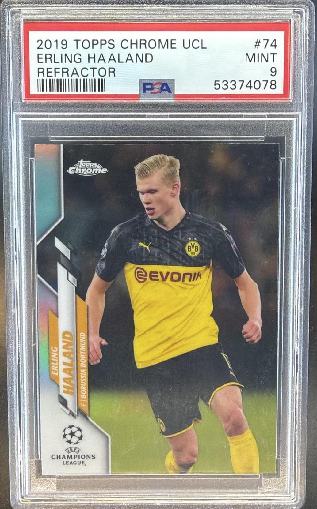 2019 TOPPS CHROME UEFA CHAMPIONS LEAGUE ERLING HAALAND #74 REFRACTOR MINT 9 53374078