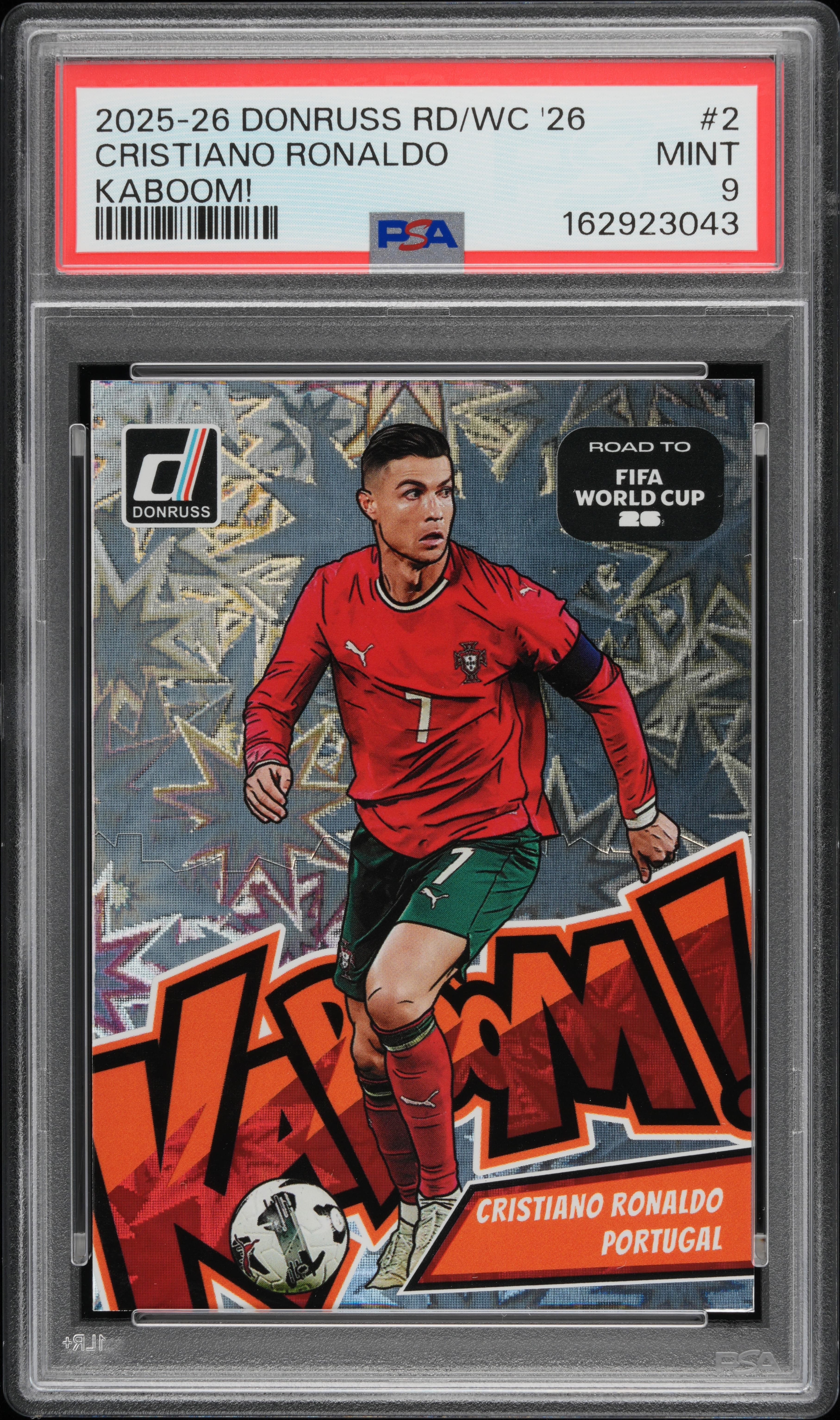 2025-2026 PANINI DONRUSS ROAD TO FIFA WORLD CUP '26 KABOOM! CRISTIANO RONALDO #2 KABOOM! MINT 9 162923043