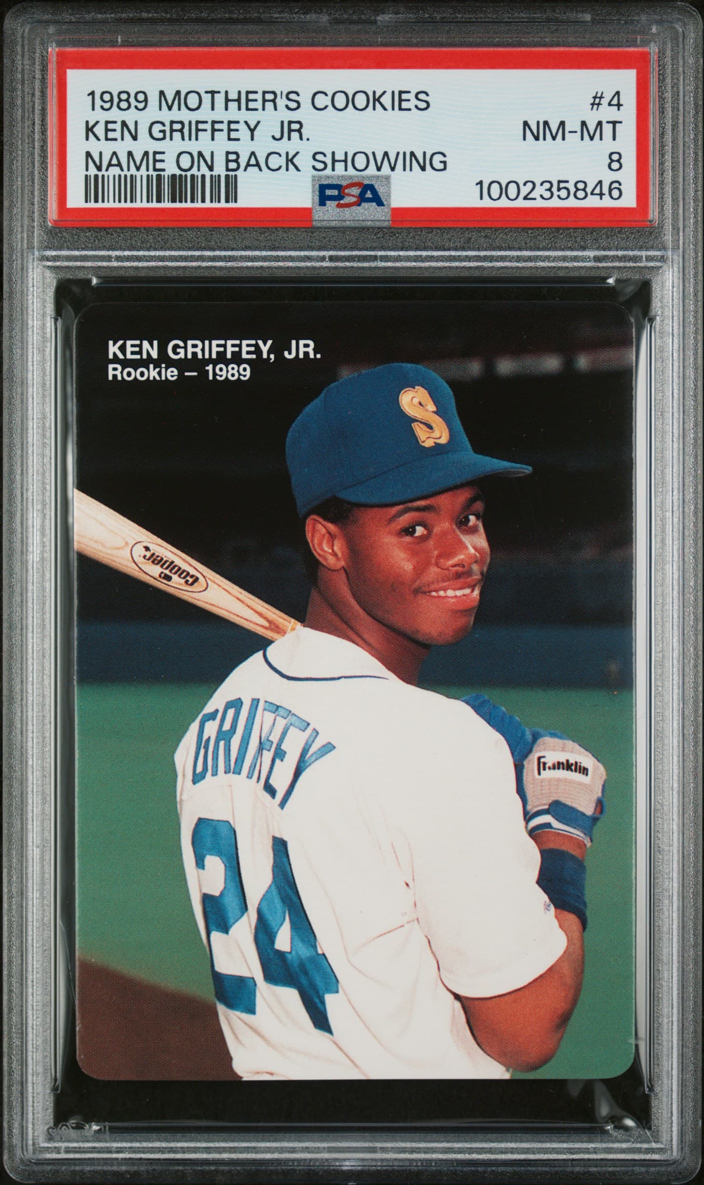 1989 MOTHER'S COOKIES KEN GRIFFEY JR. KEN GRIFFEY JR. #4 NAME ON BACK SHOWING NM-MT 8 100235846