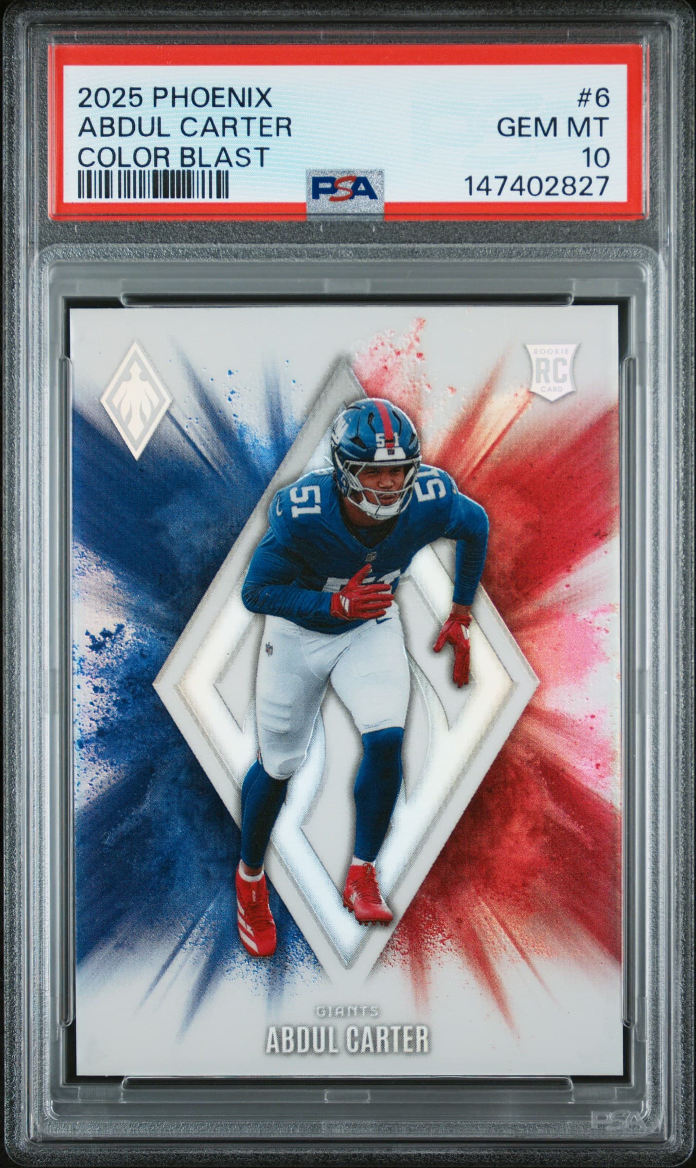 2025 PANINI PHOENIX COLOR BLAST ABDUL CARTER #6 GEM MT 10 147402827