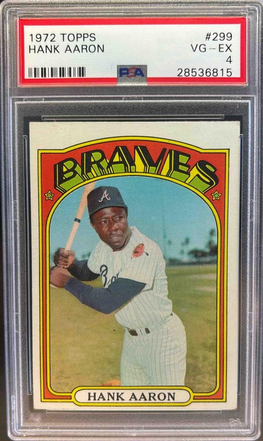 1972 TOPPS HANK AARON #299 VG-EX 4 28536815