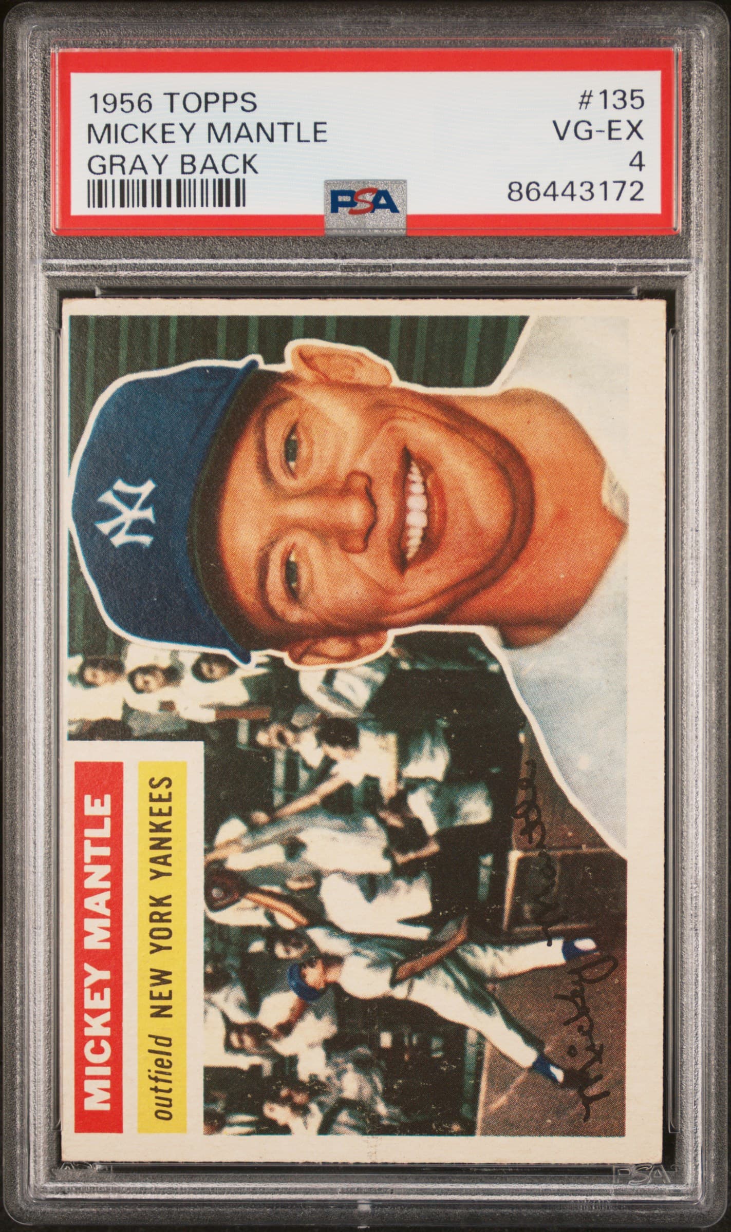 1956 TOPPS MICKEY MANTLE #135 GRAY BACK VG-EX 4 86443172