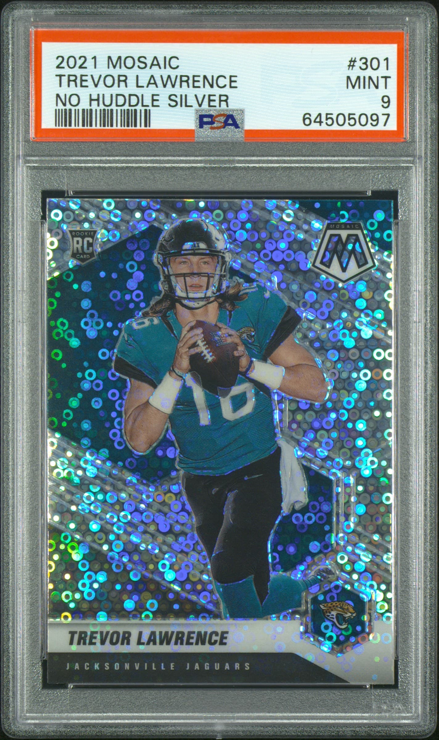 2021 PANINI MOSAIC TREVOR LAWRENCE #301 NO HUDDLE SILVER MINT 9 64505097