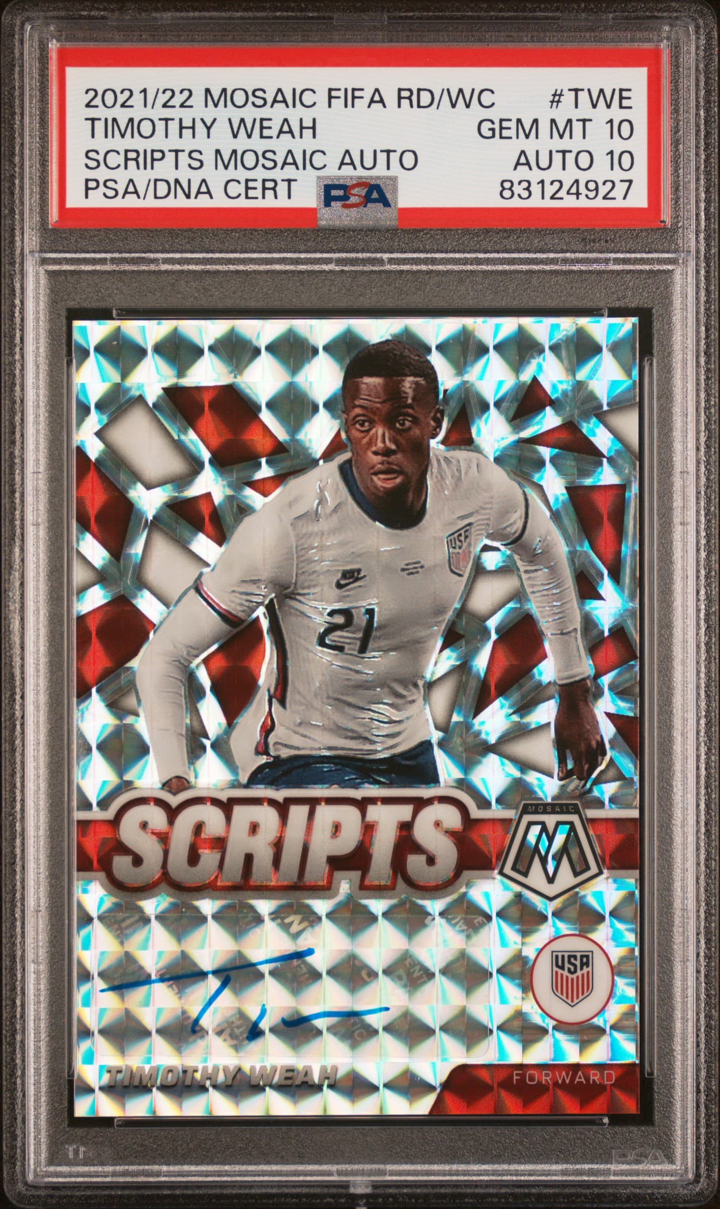2021-2022 PANINI MOSAIC FIFA ROAD TO WORLD CUP SCRIPTS MOSAIC AUTOGRAPHS TIMOTHY WEAH #TWE SCRIPTS MOSAIC AUTO GEM MT 10 83124927